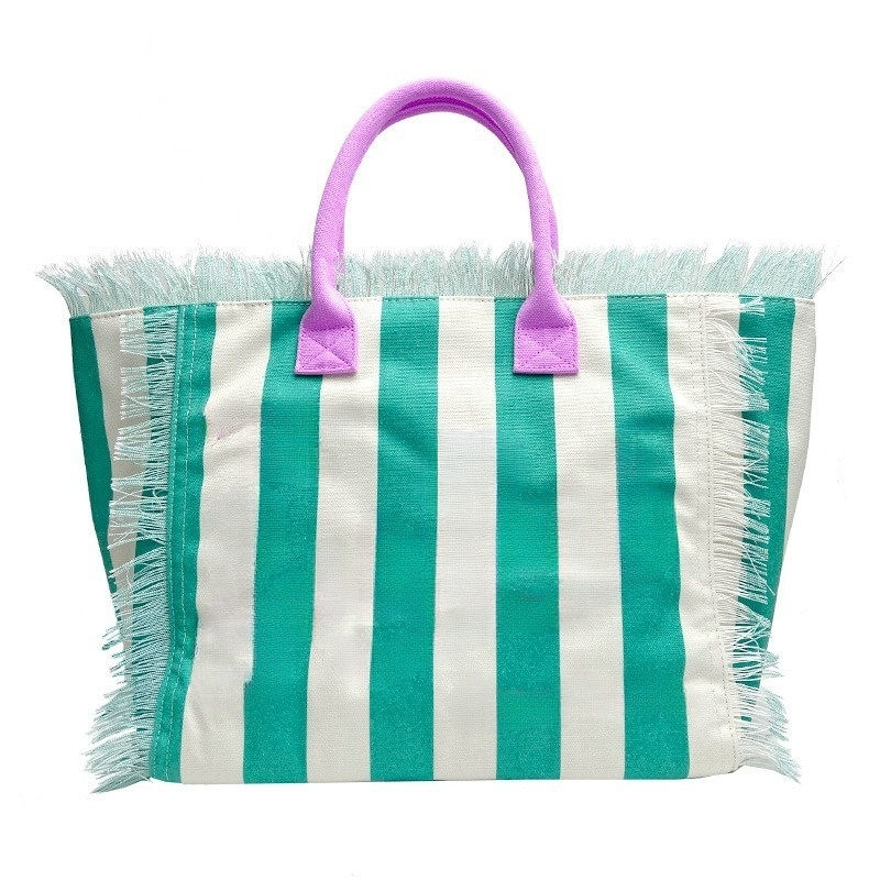 Women's new beach canvas tassel embroidered handbag