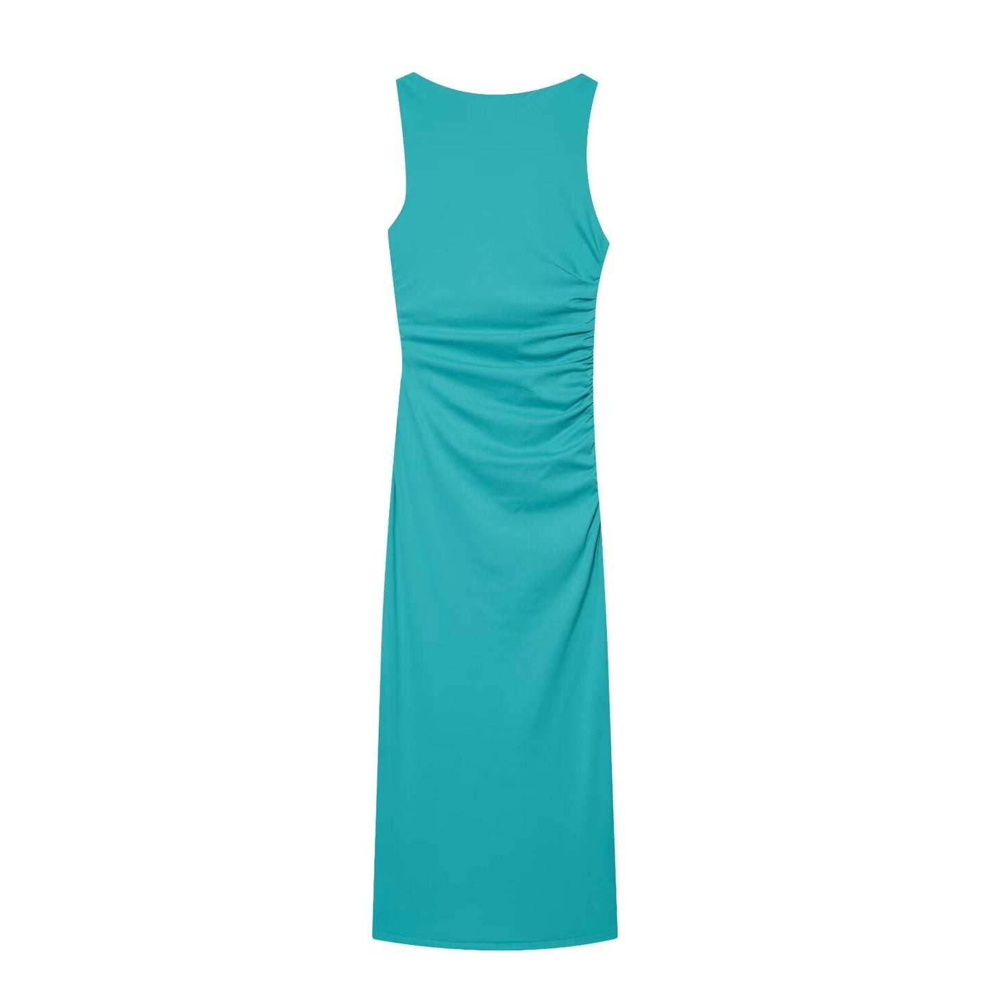 Women's slit design pleated Midi dress