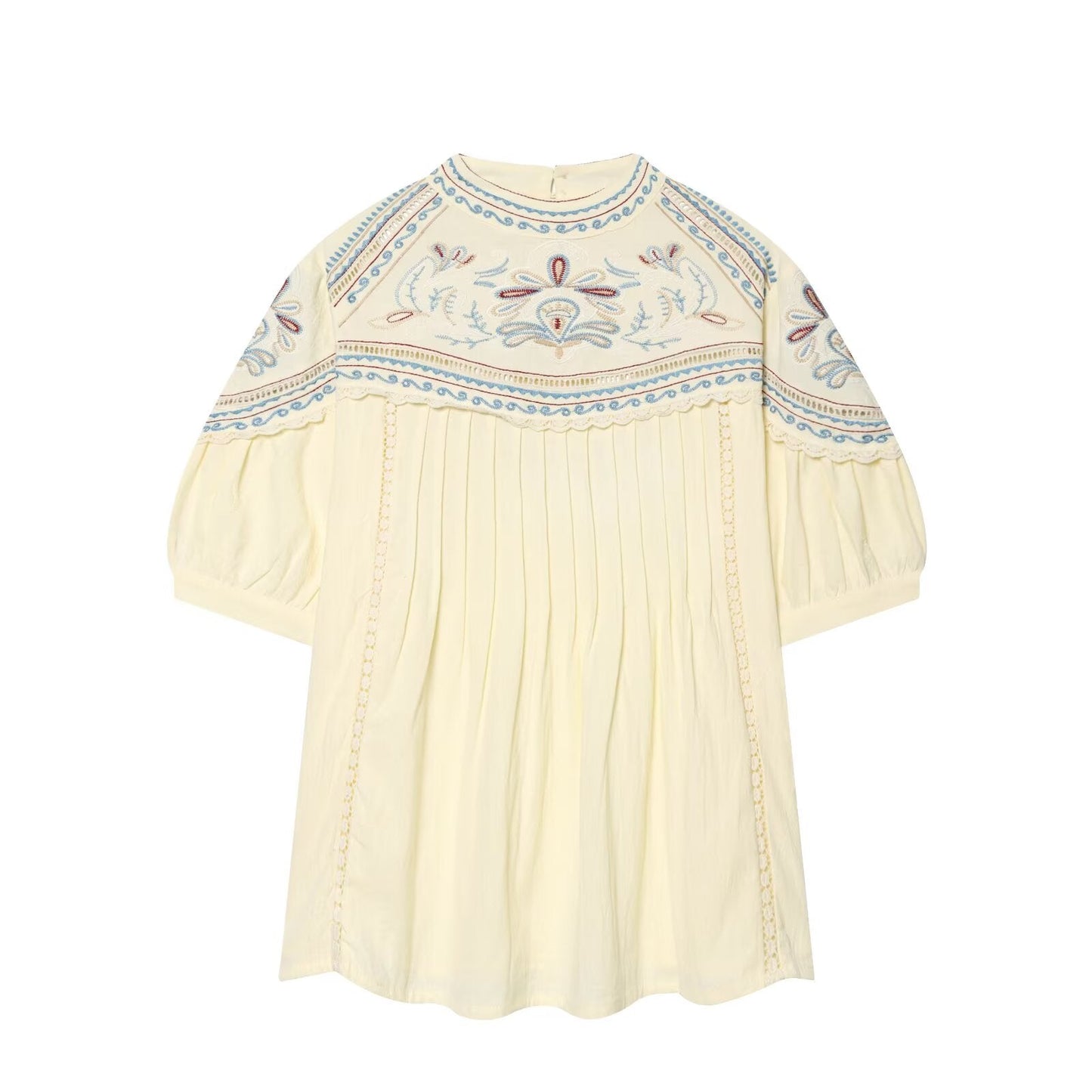 suit Women's 2 pieces linen blend embroidered top+Shorts