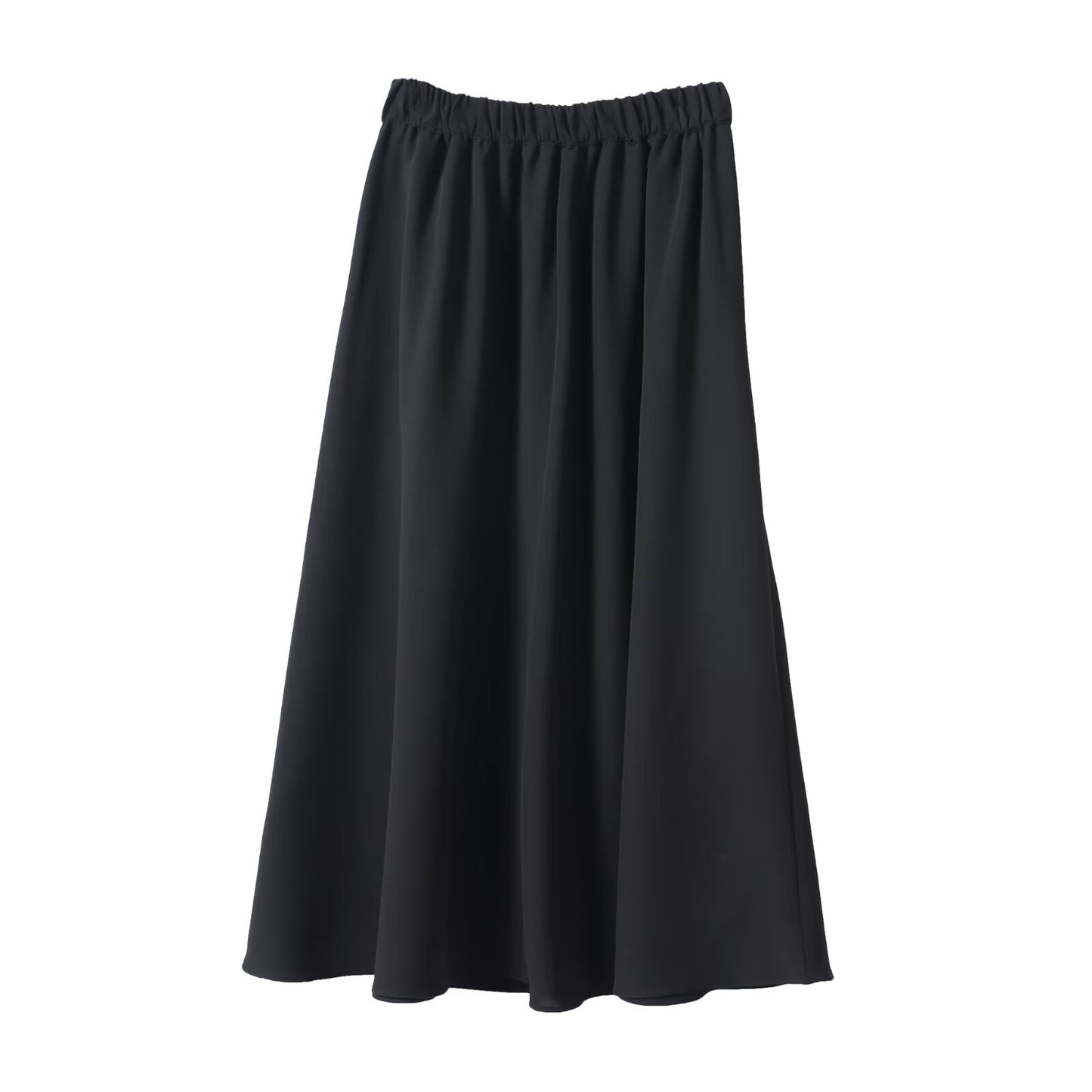 Women's black elastic waist casual flared skirt