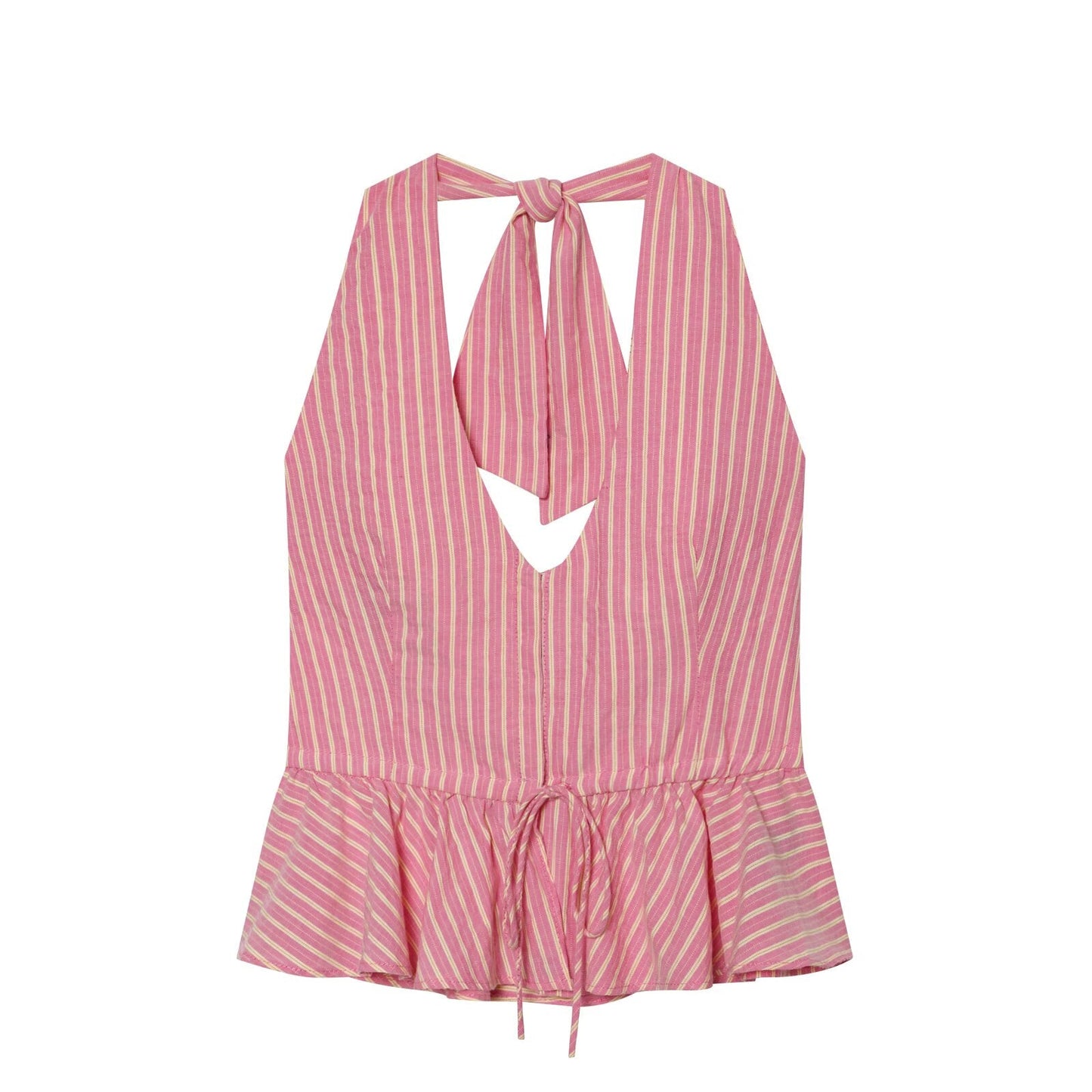 suit Women's 2 pieces striped halter neck top+wide leg pants