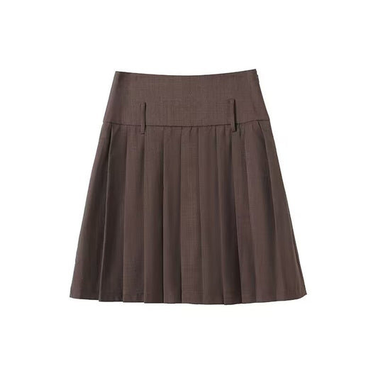 Women's college style casual pleated mini skirt