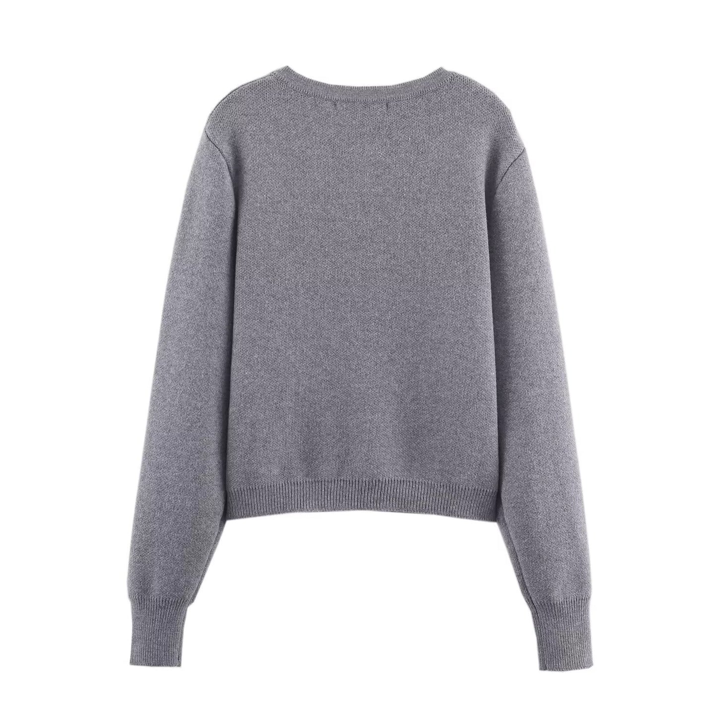 Women's bead decoration O Neck knitted Coat