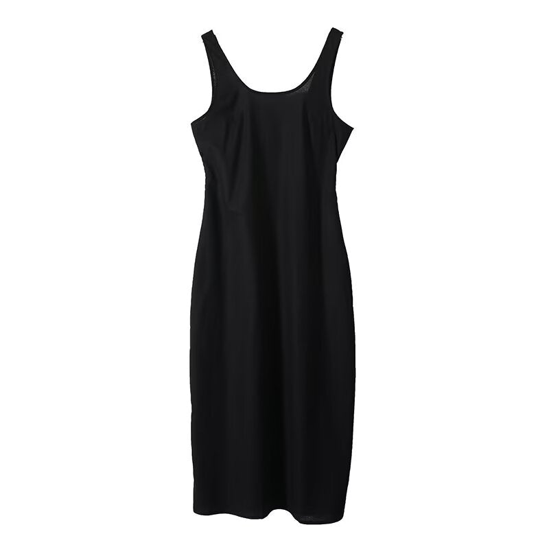 Women's backless linen blended vest style dress