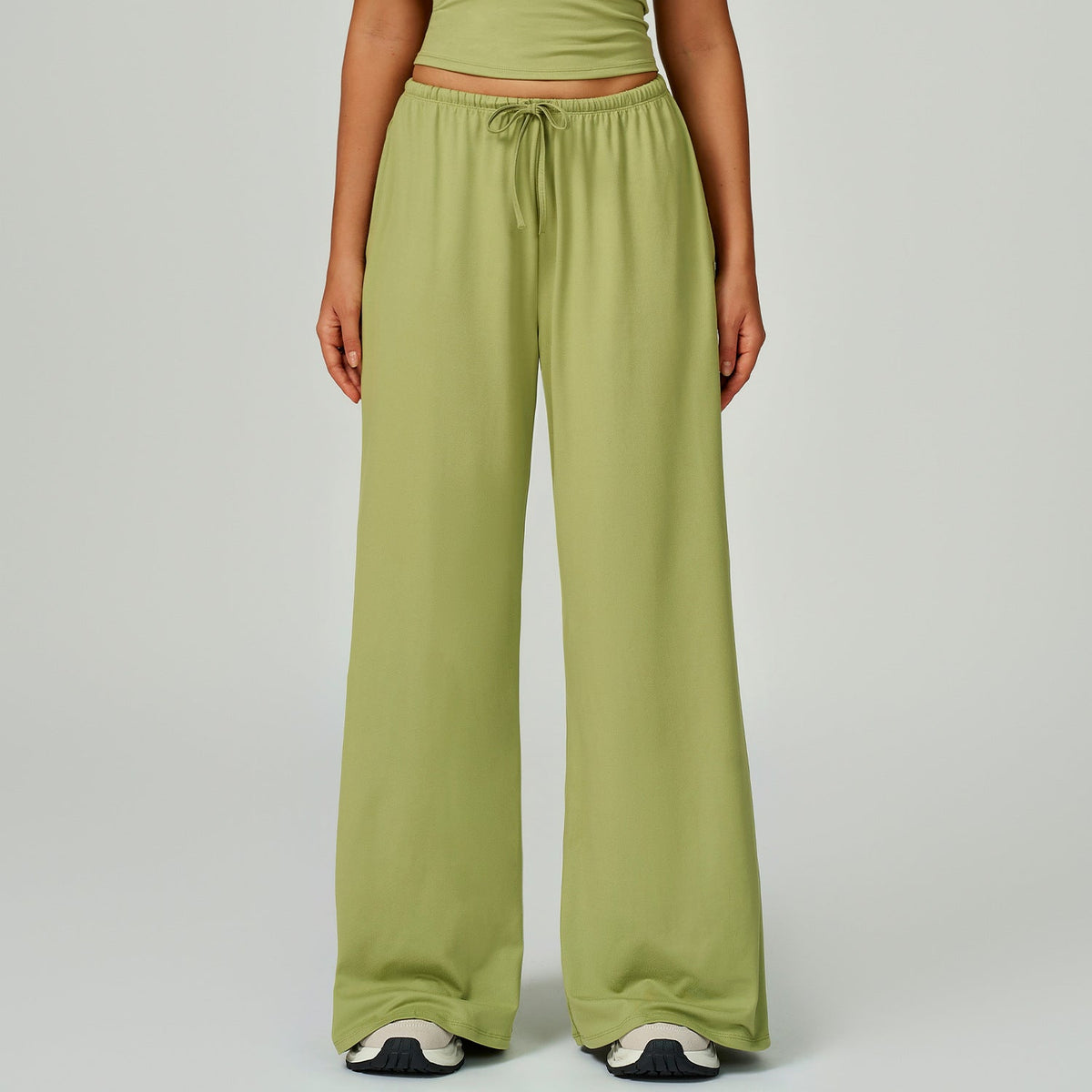Women's new sanding drooping wide leg elastic drawstring trousers