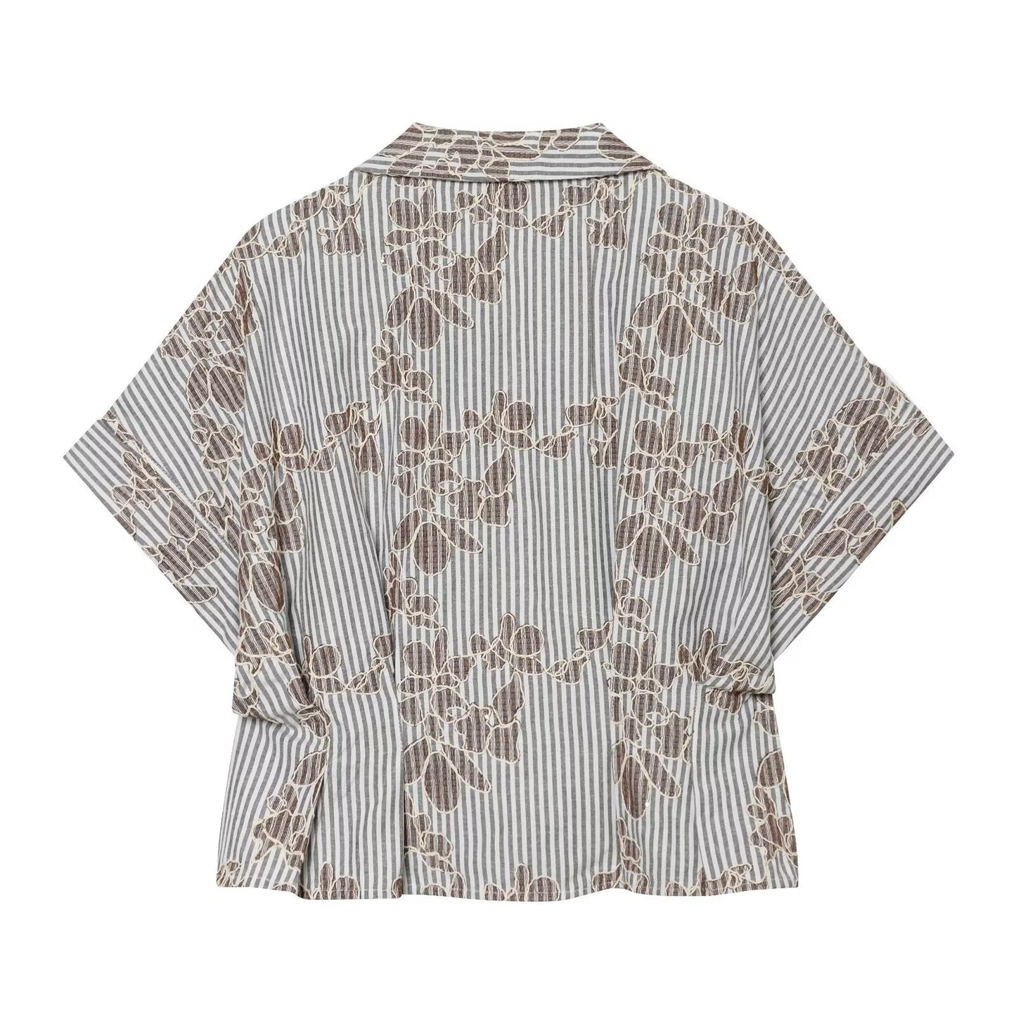 Women's beaded embroidered short shirt