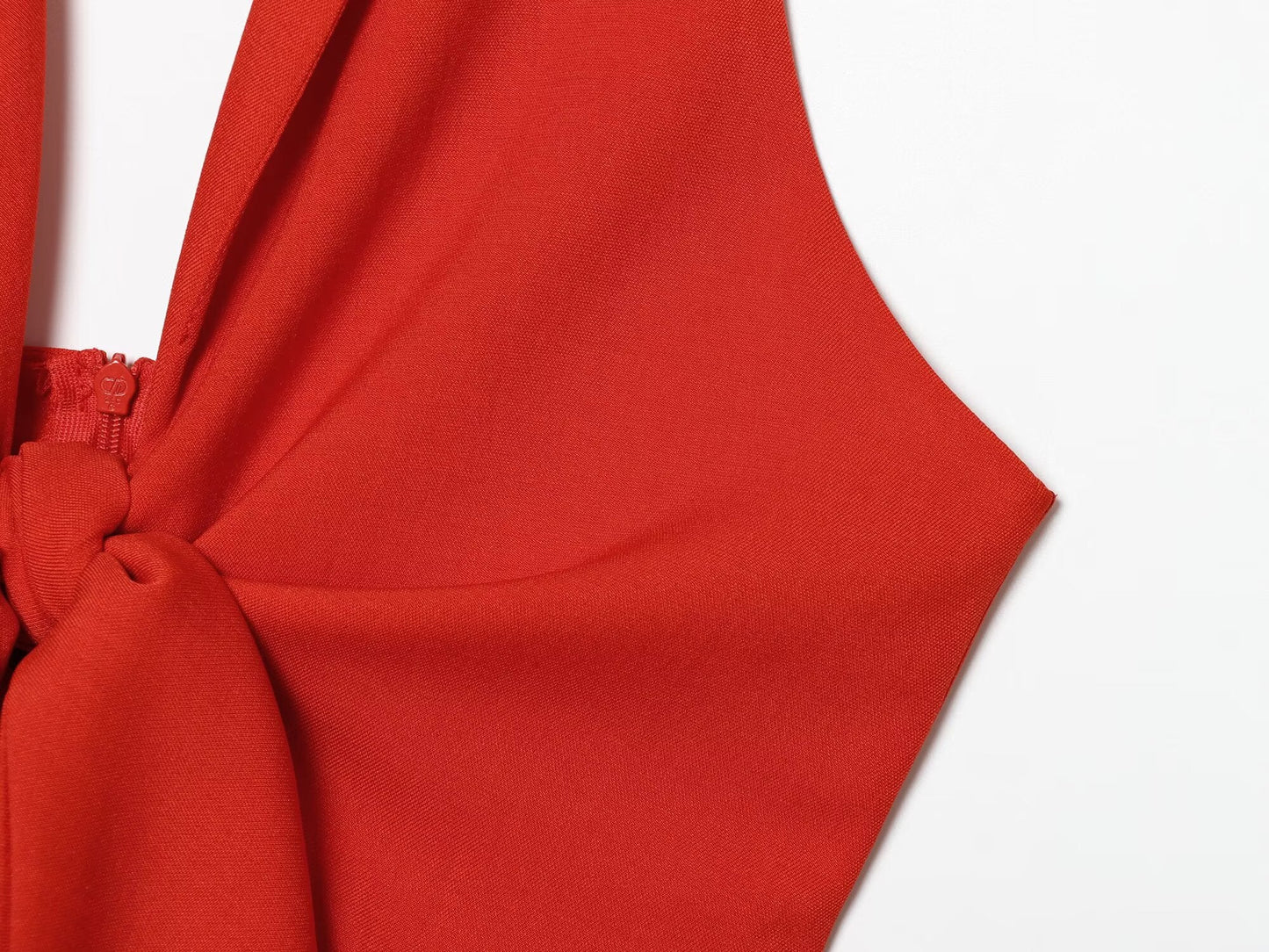 Women's knot decoration hanging neck mini dress