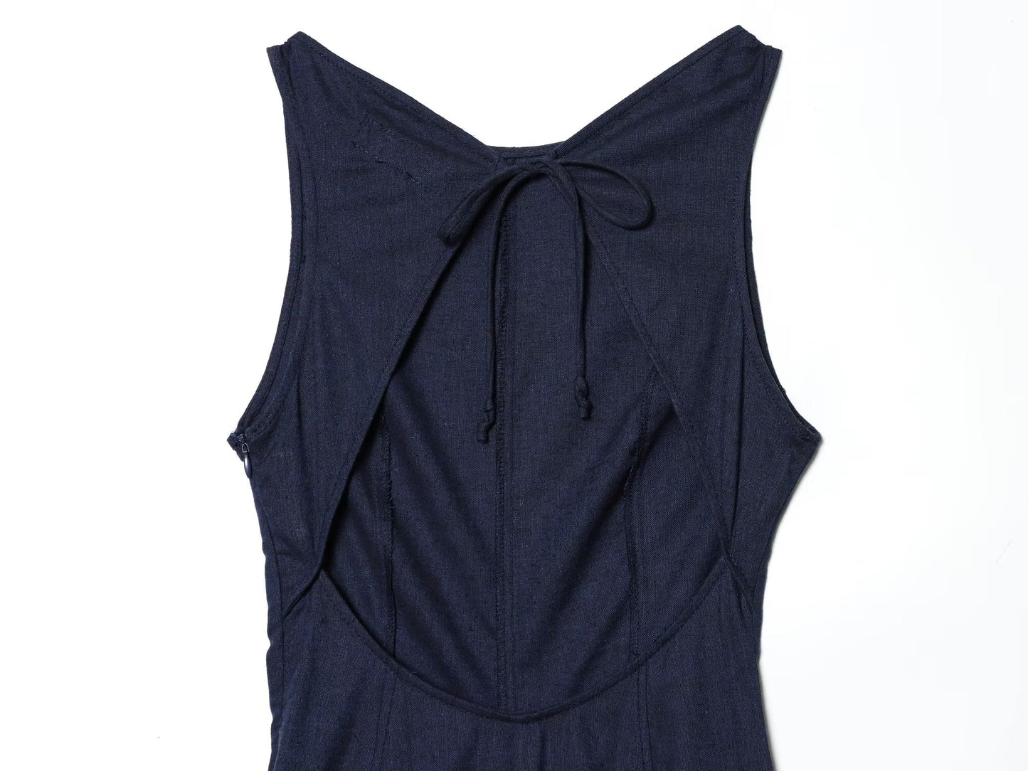 Women's backless linen blended MIDI dress