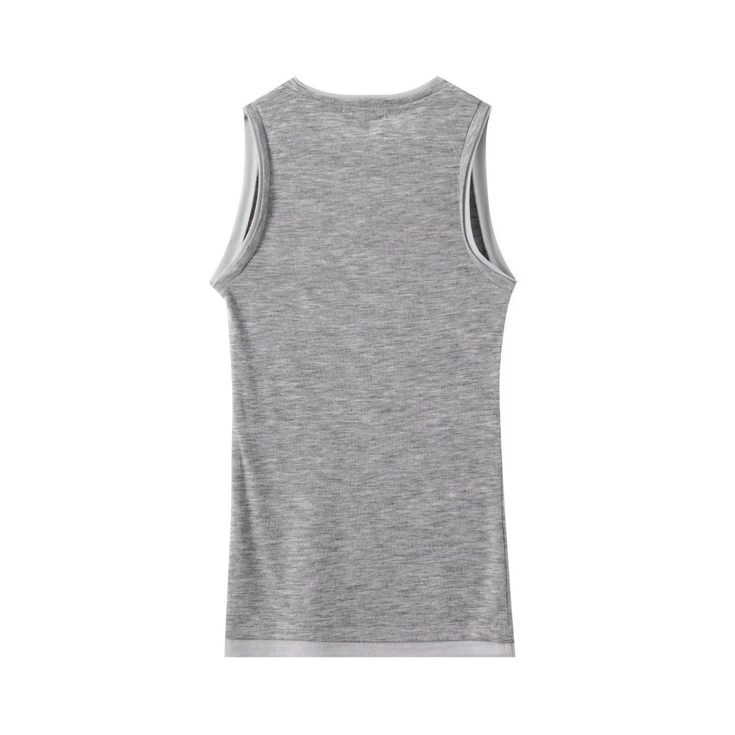 Women's Two tone Edge Sleeveless Vest T-shirt