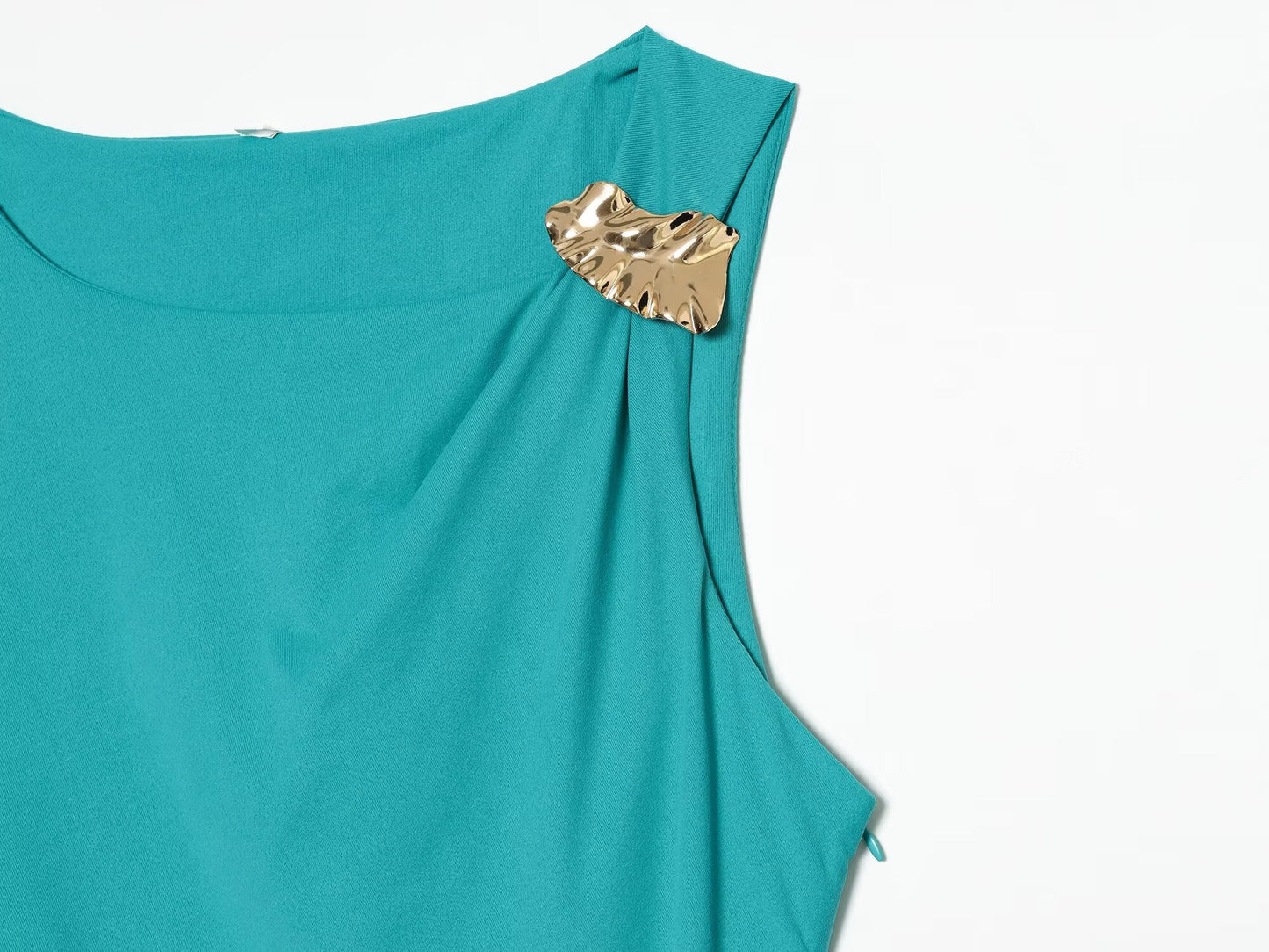 Women's slit design pleated Midi dress
