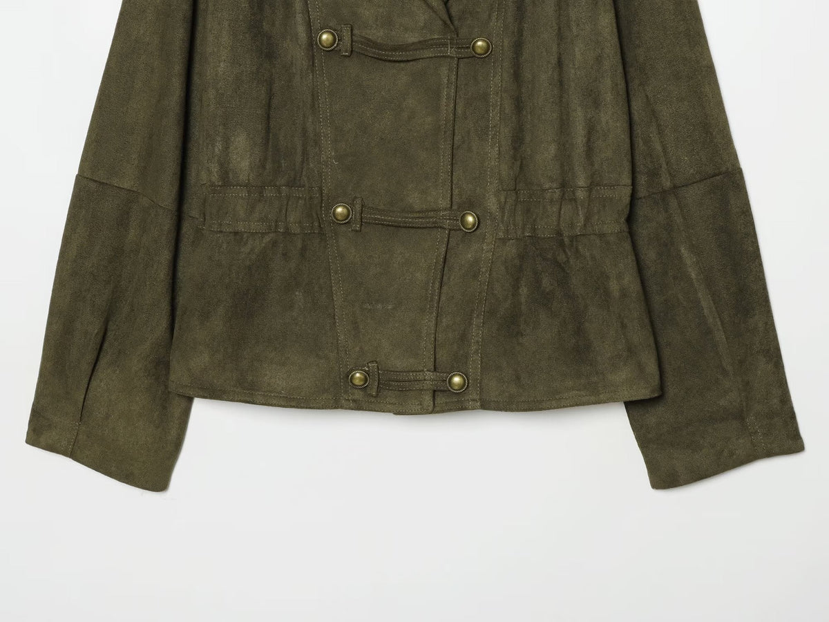 Women's Rope knot buckle decorative leather jacket Coat