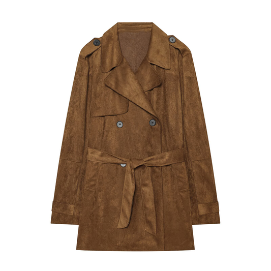 Women's with belt suede effect windbreaker Coat