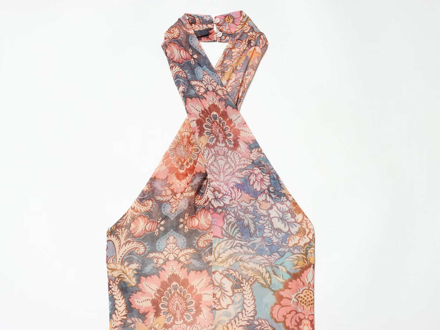 Women's chiffon printed halter neck dress