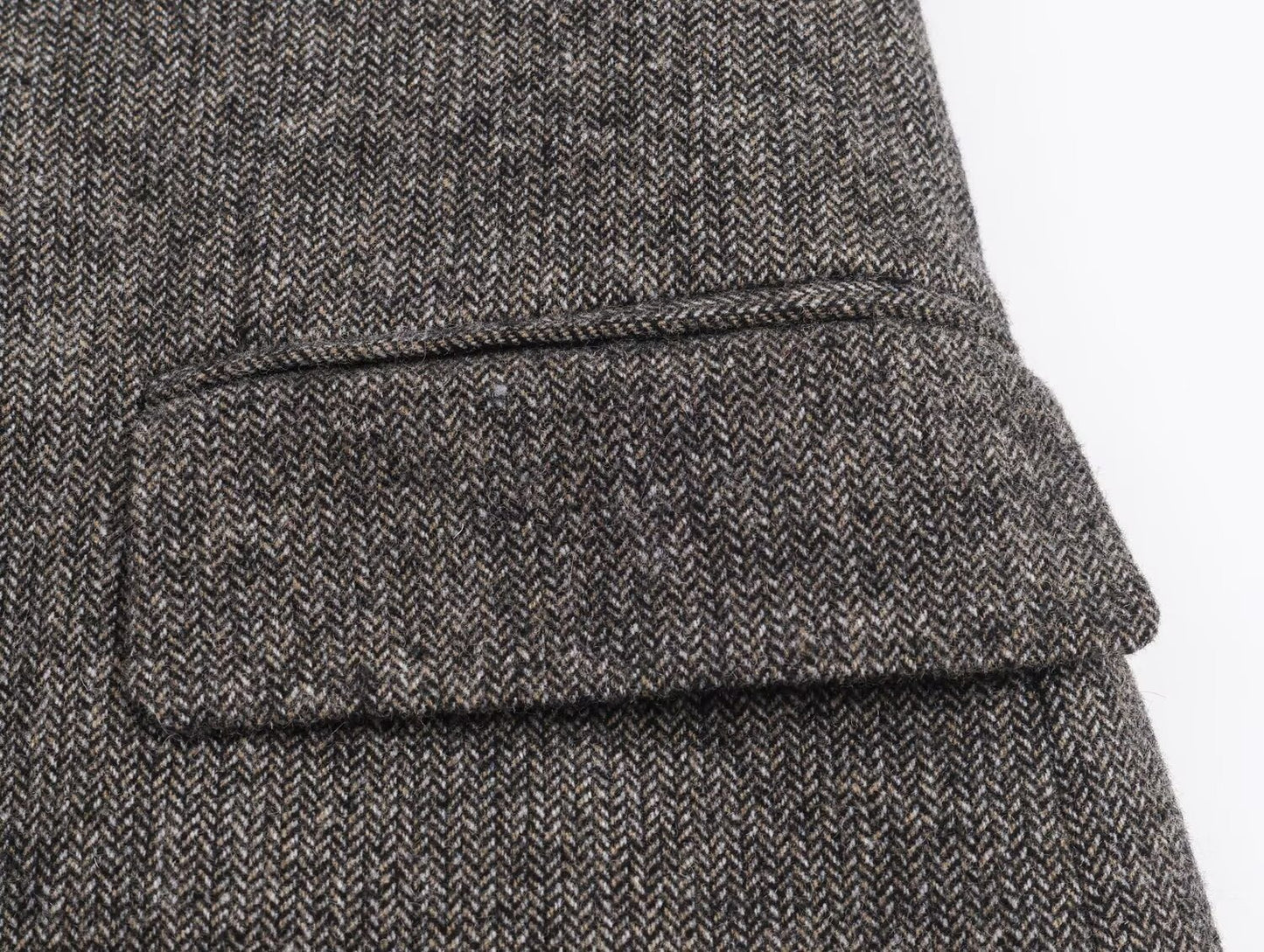 Women's loose herringbone wool blend Blazer Coat