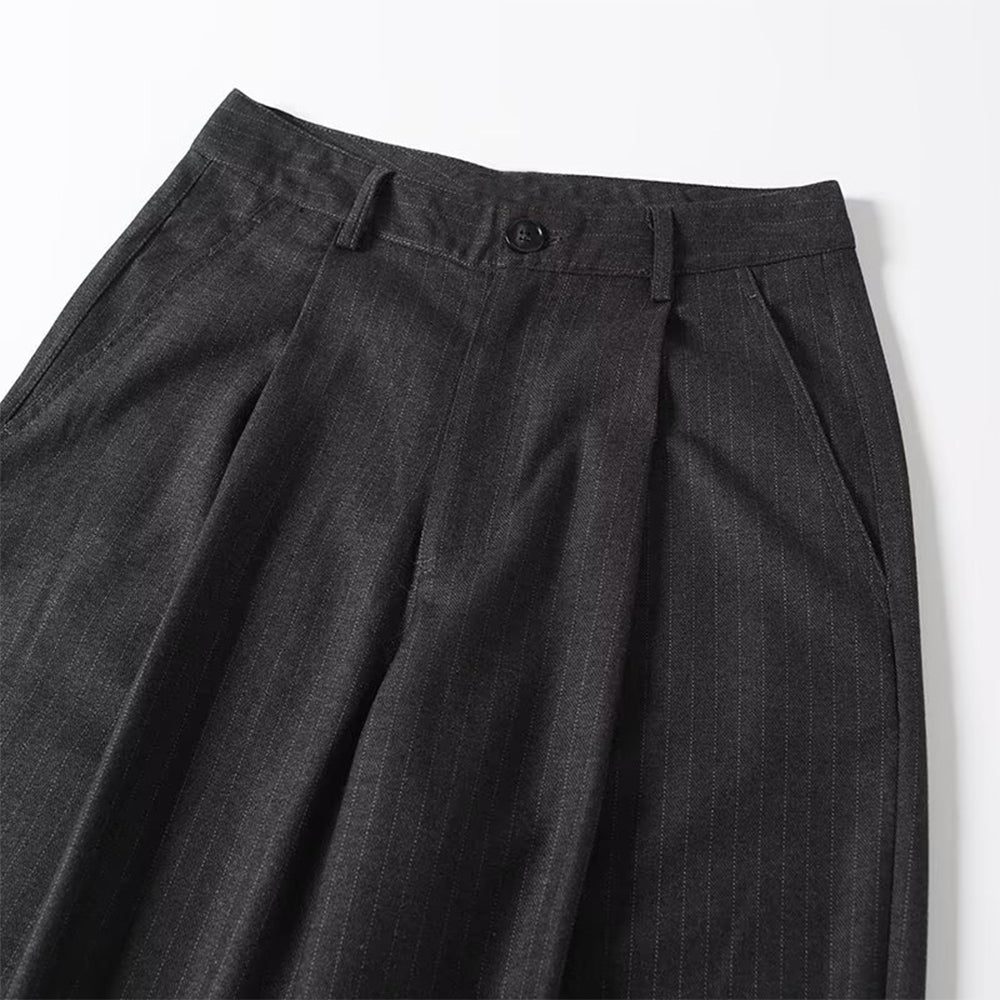 Women's loose mid waist striped wide leg pants