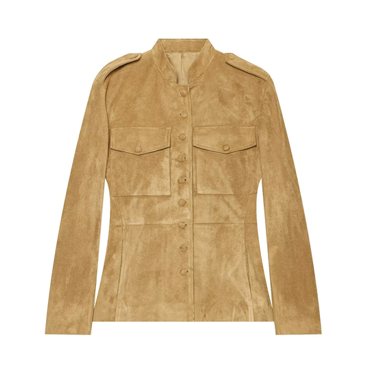 Women's suede textured leather bag buckle jacket Coat