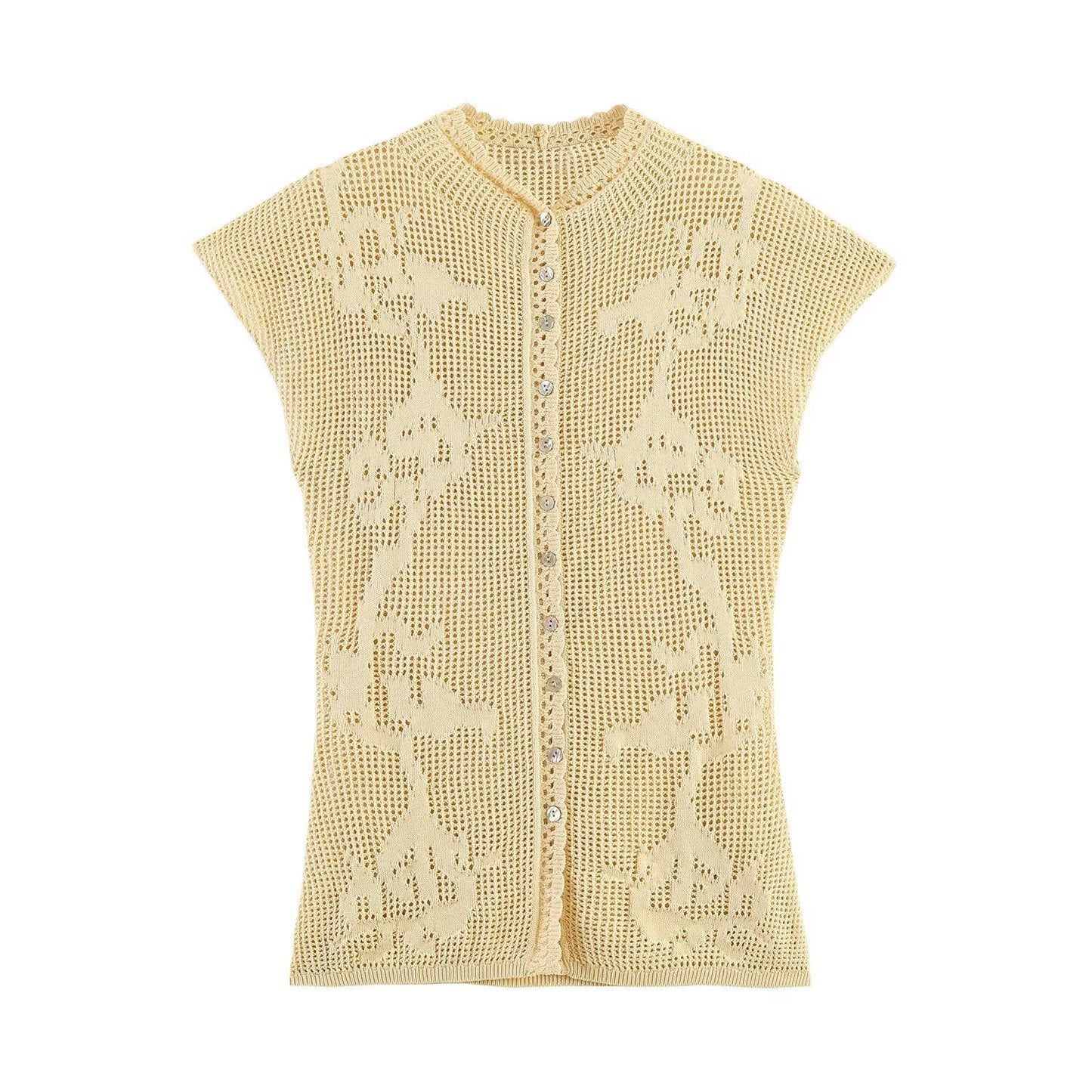 Women's O Neck hollow knitted top