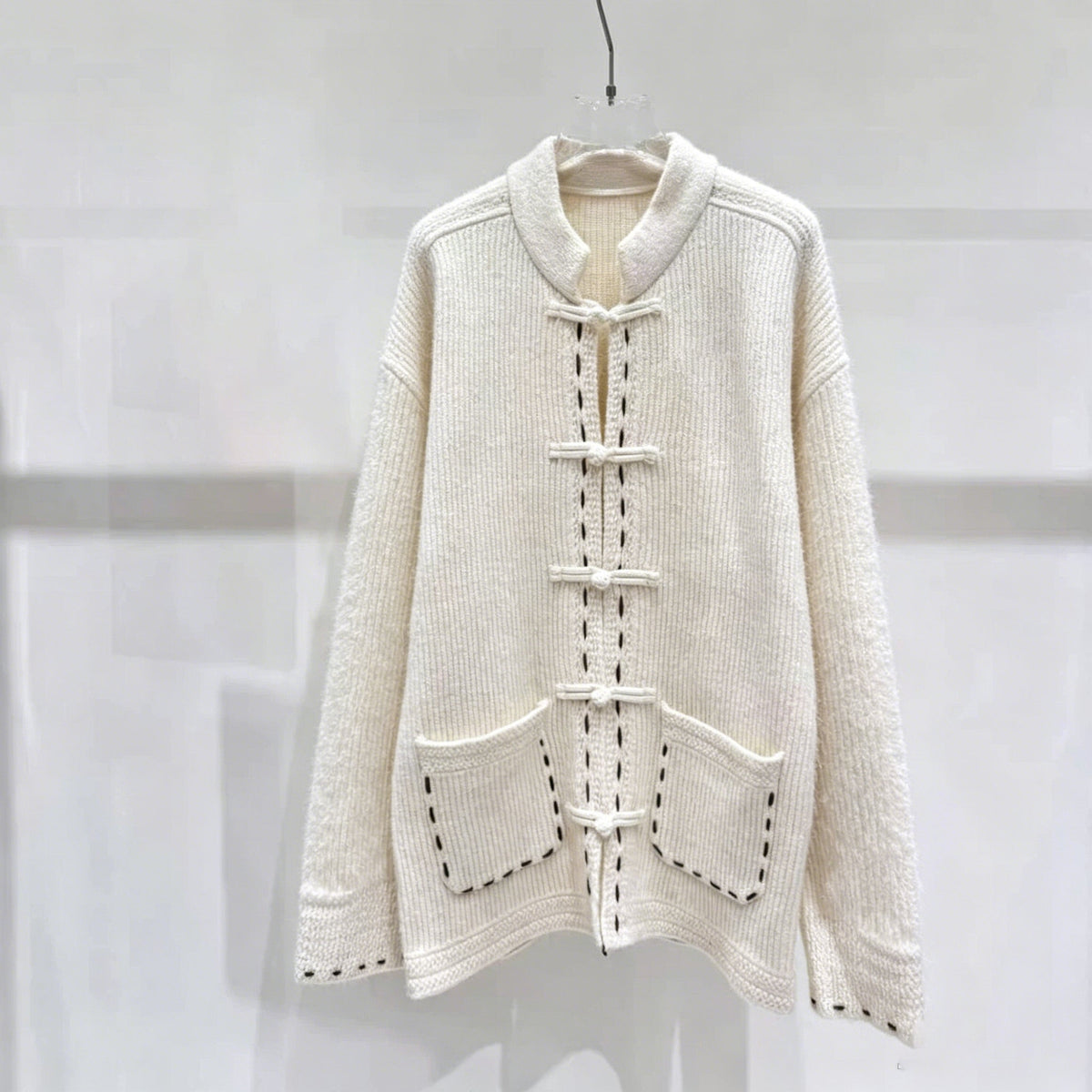 Women's new Chinese buckle knitted coat