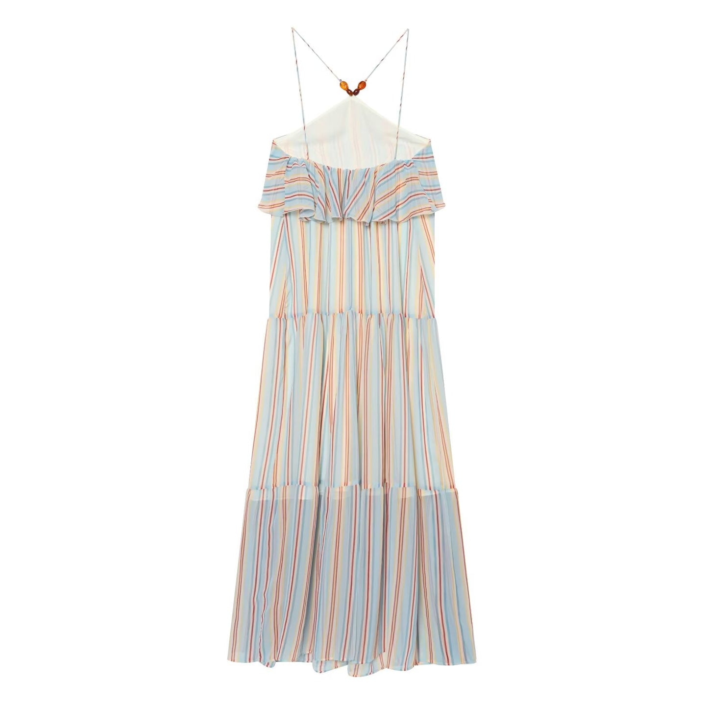 Women's Ruffle edge hanging collar MIDI dress