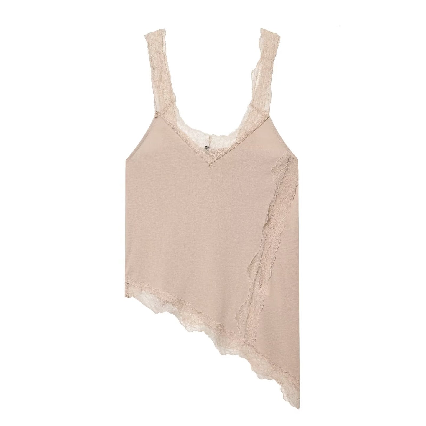 Women's lace asymmetrical cotton top