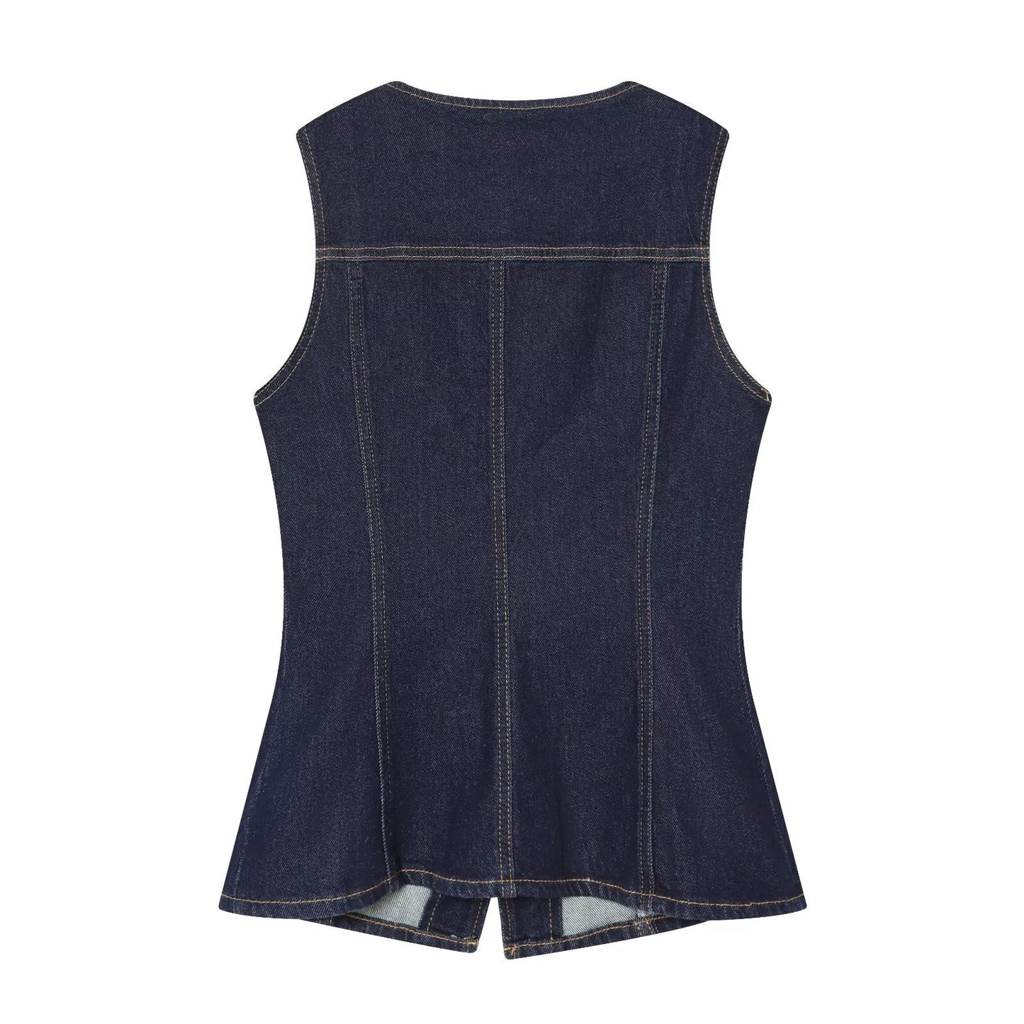 Women's slim single breasted denim vest