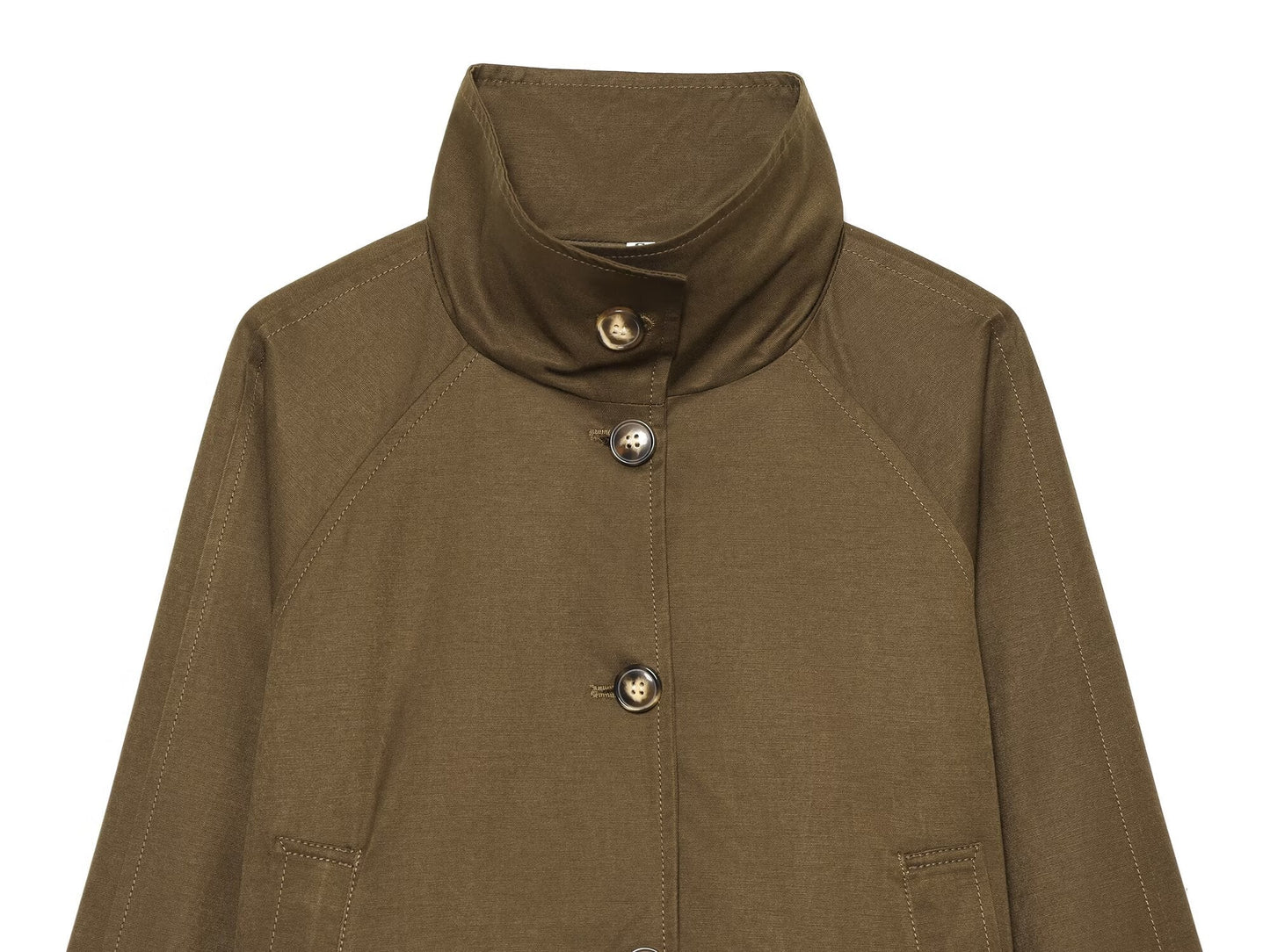 Women's casual stand collar twill coat