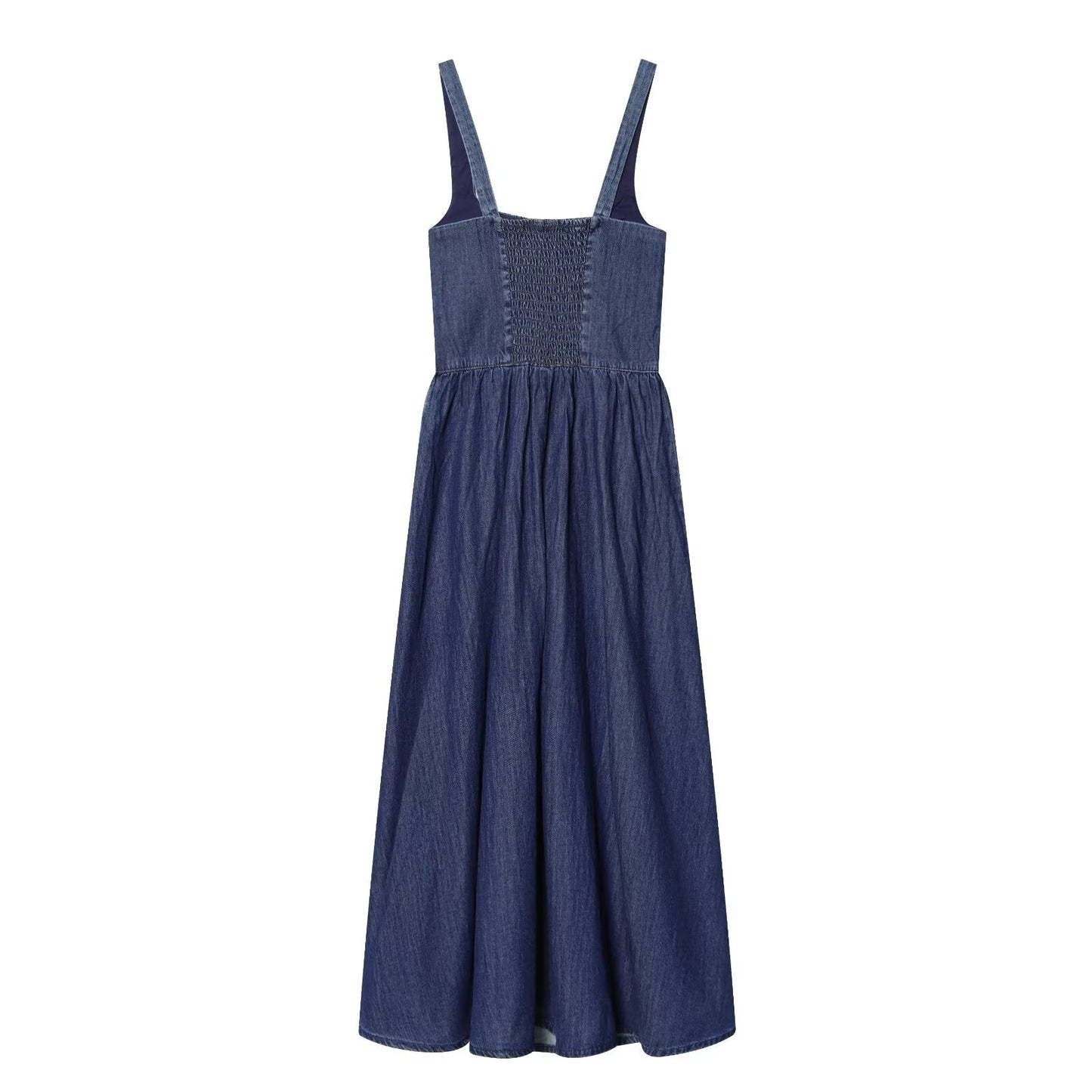 Women's sleeveless backless denim MIDI dress