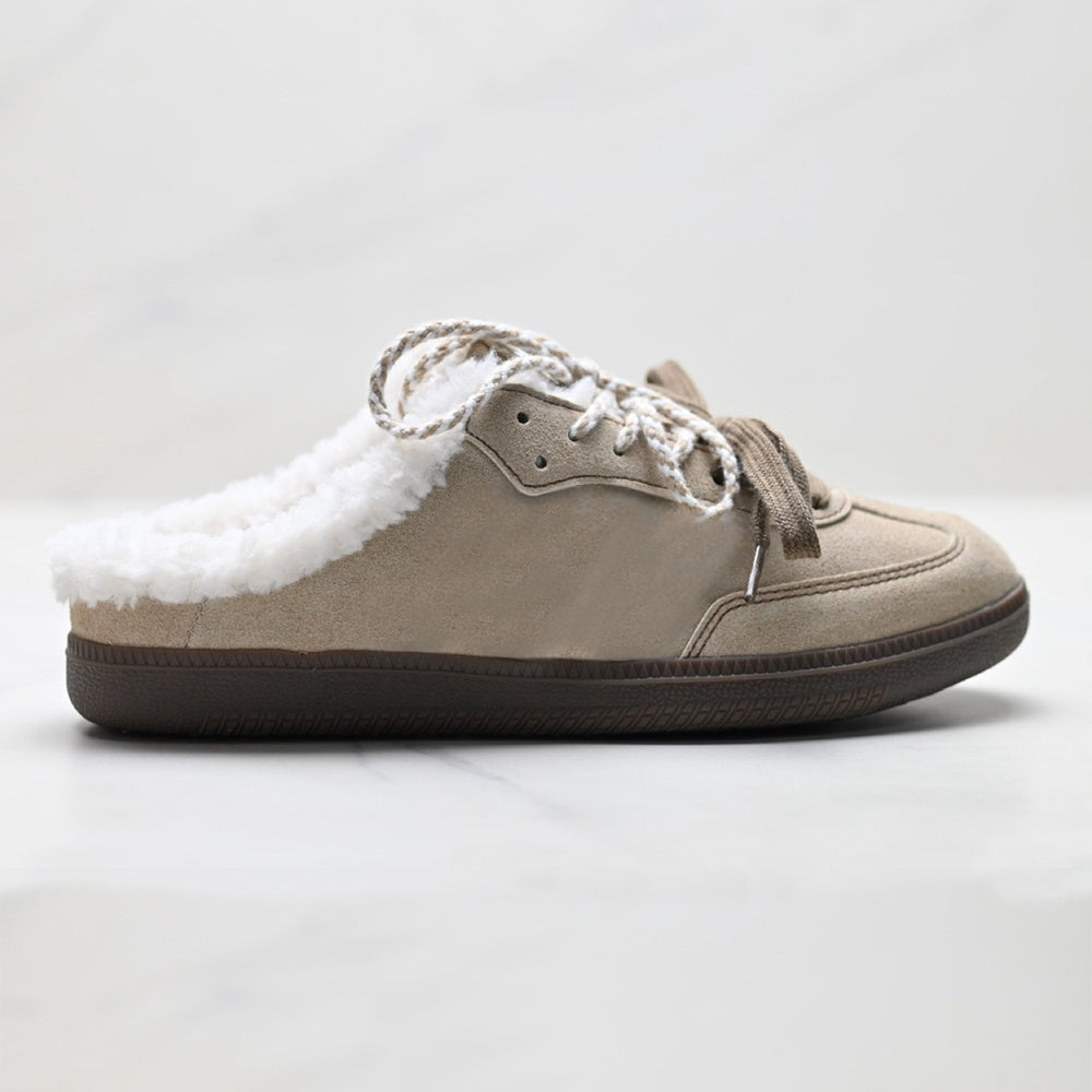 Women's new cashmere warm low-top casual slippers have a shoe box