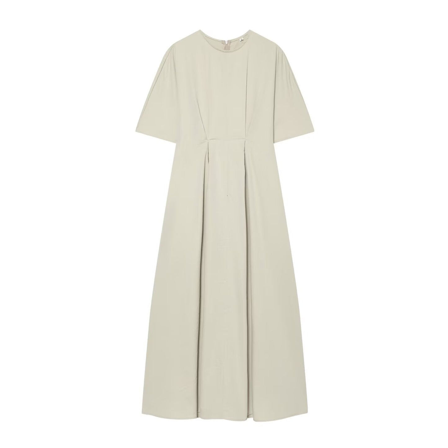 Women's pleated design poplin Midi dress