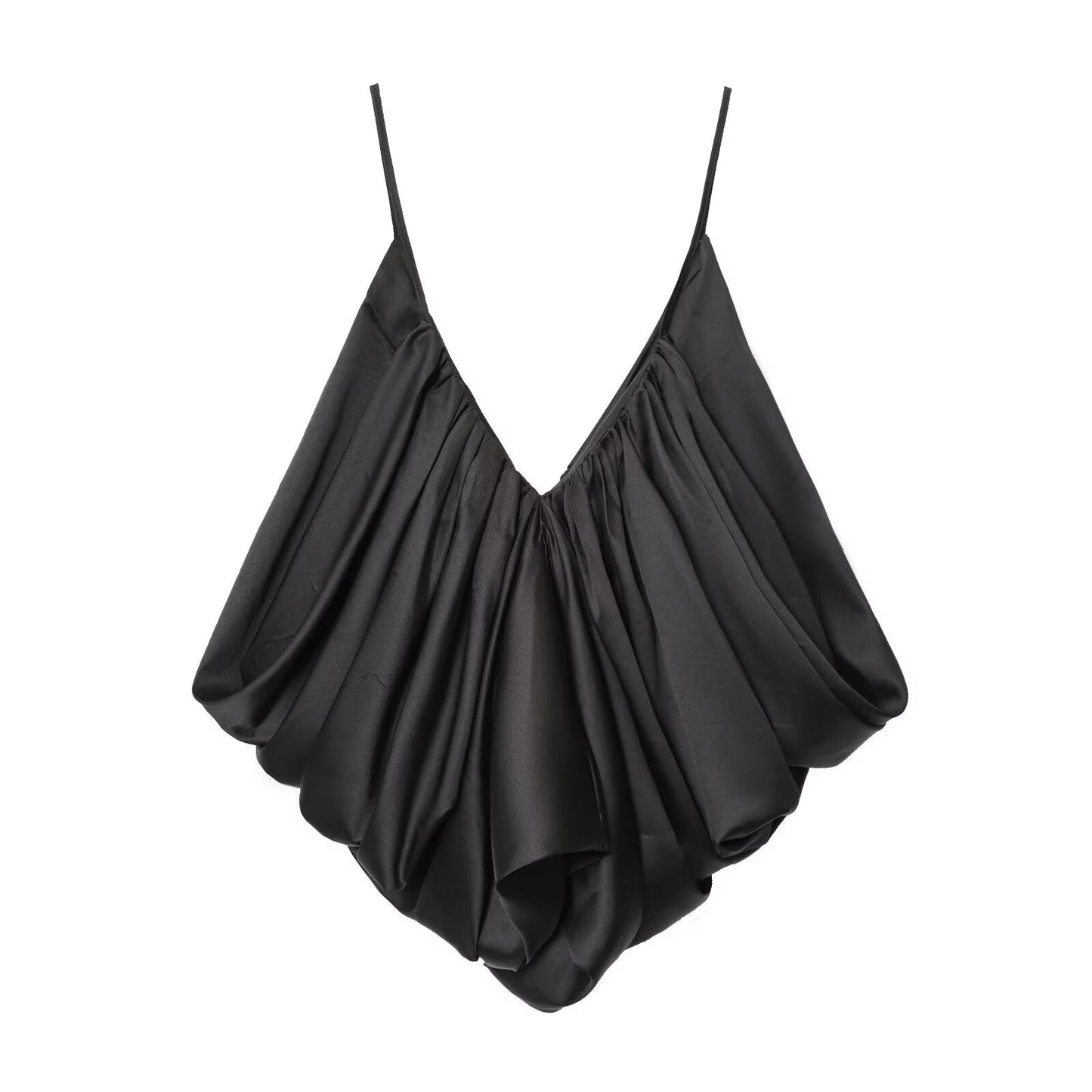 Women's satin textured pleated suspender top