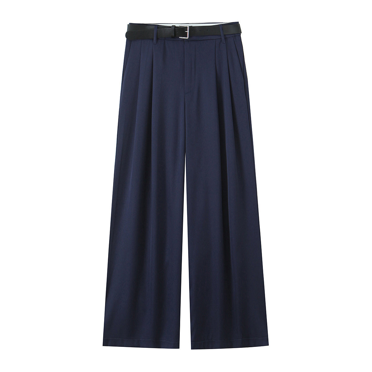 Women's new fashion belt decoration multi-color loose casual double pleated pants retro high waisted side pocket women's pants