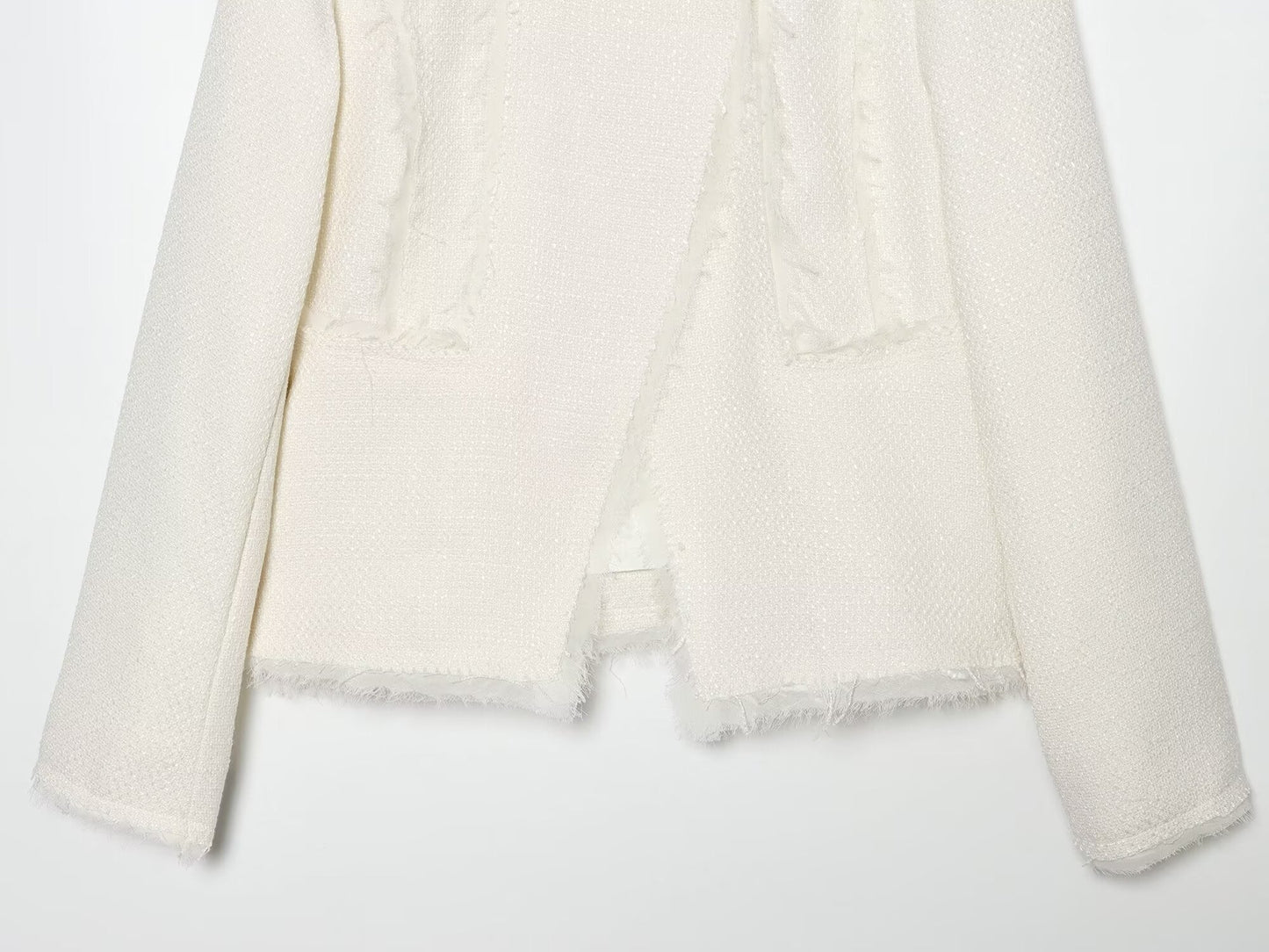 Women's Hairy edge decorative stand collar Blazer Coat