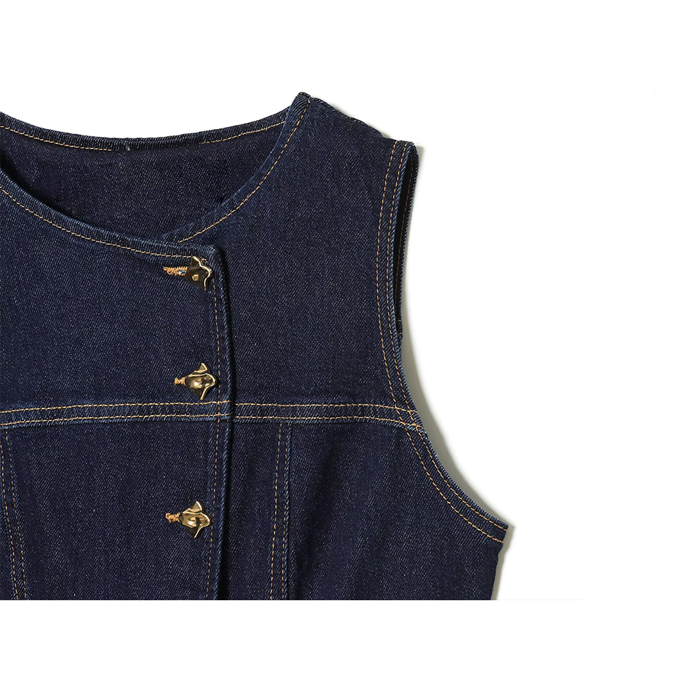 Women's slim single breasted denim vest
