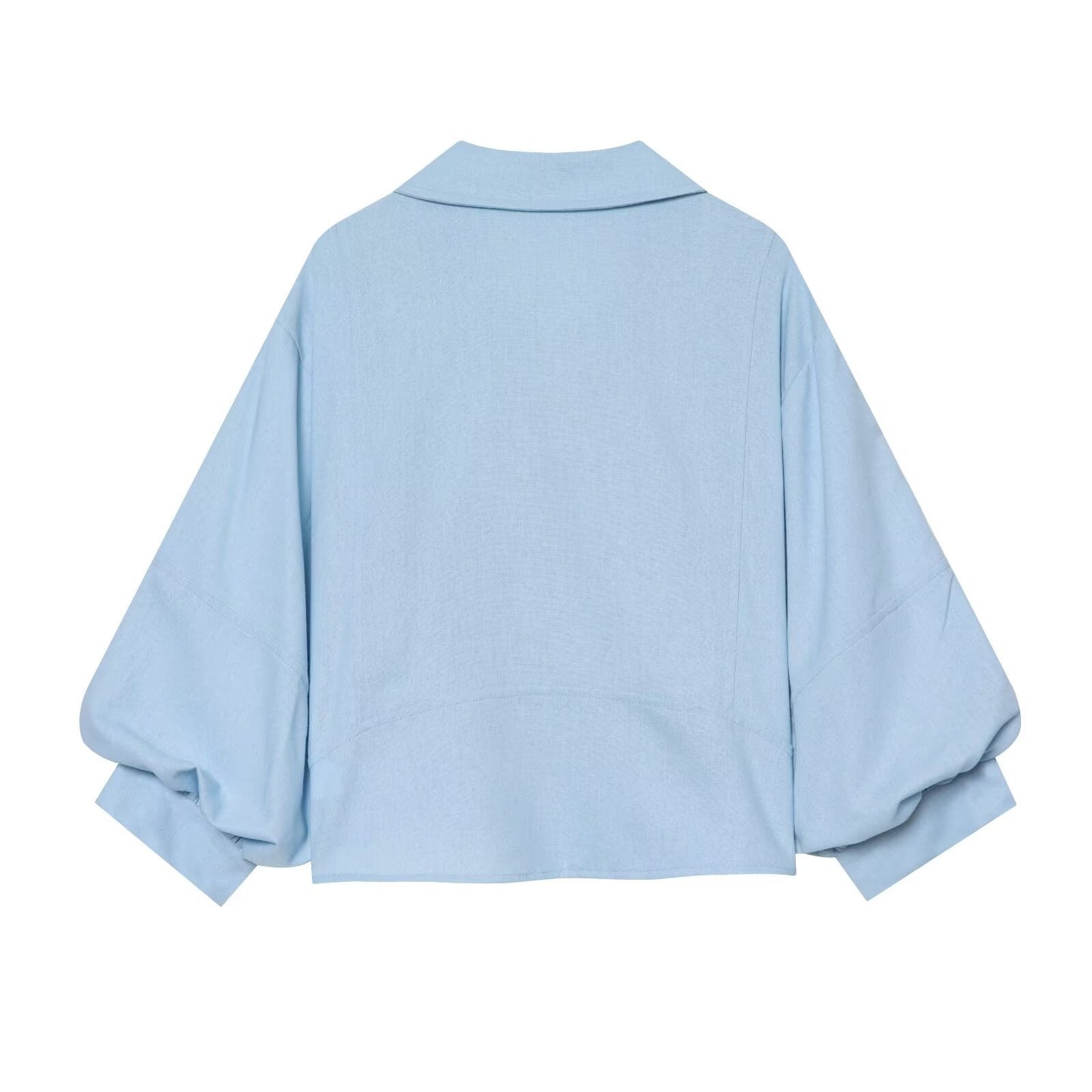 Women's linen blended bubble sleeve shirt