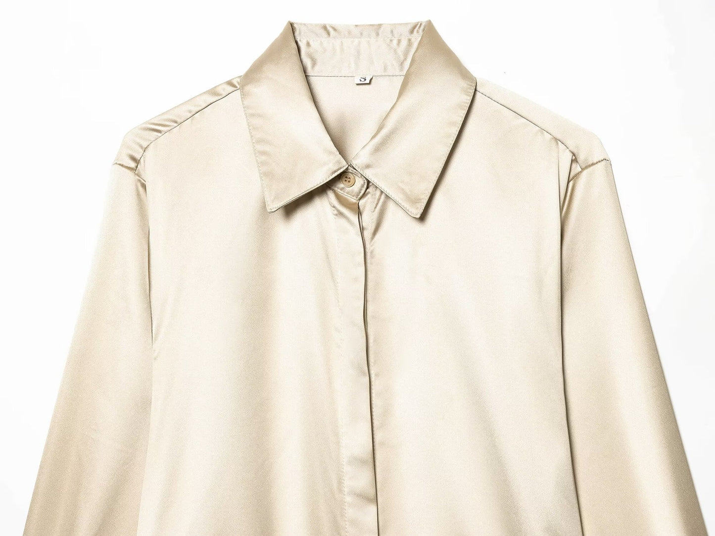 Women's with drawstring satin textured shirt