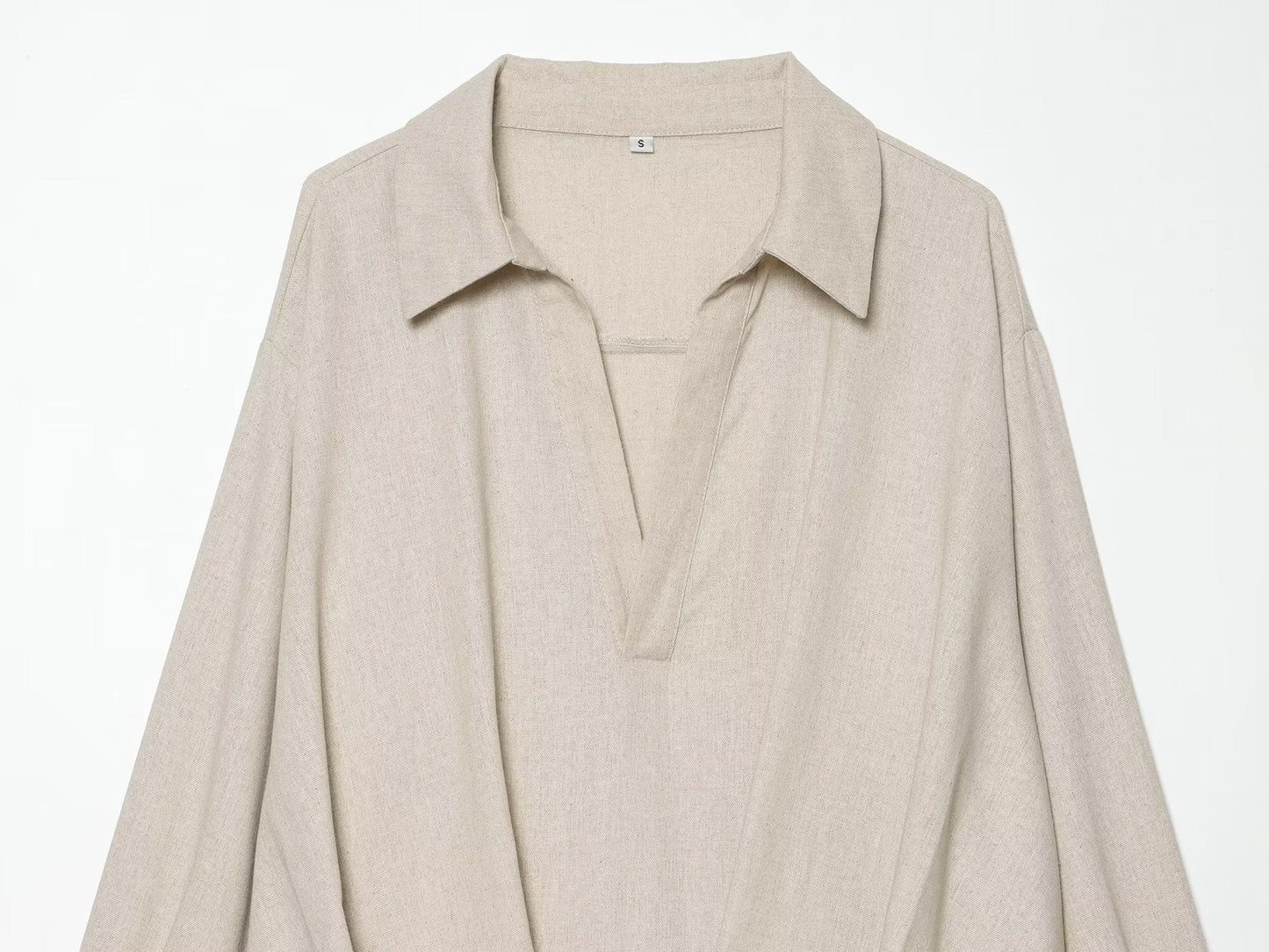 Women's fluffy hem linen blend shirt