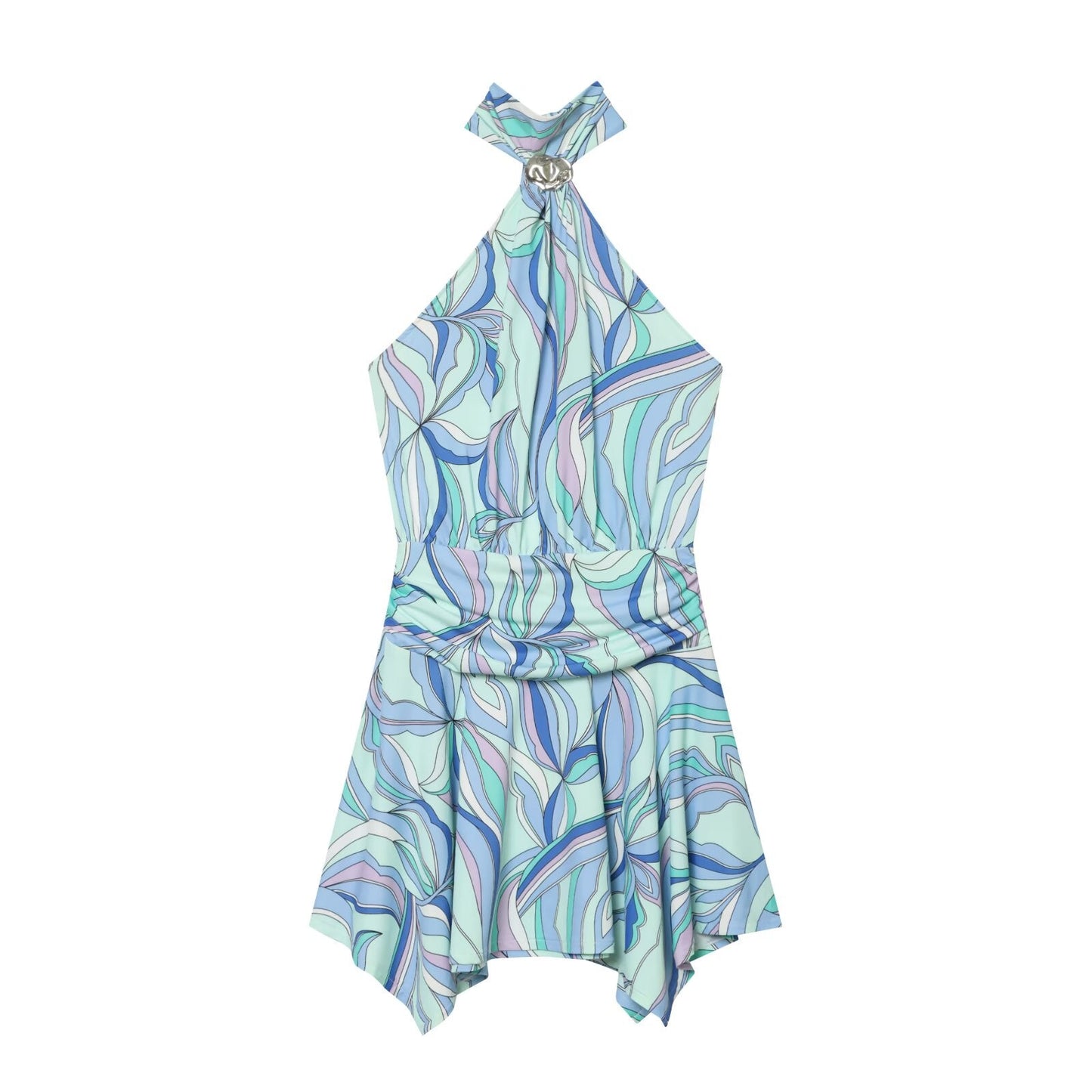 Women's backless printed halter neck dress
