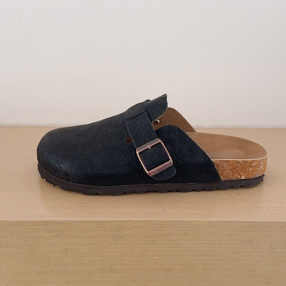 Women's 2026 new casual fashion leather printed round-headed slippers
