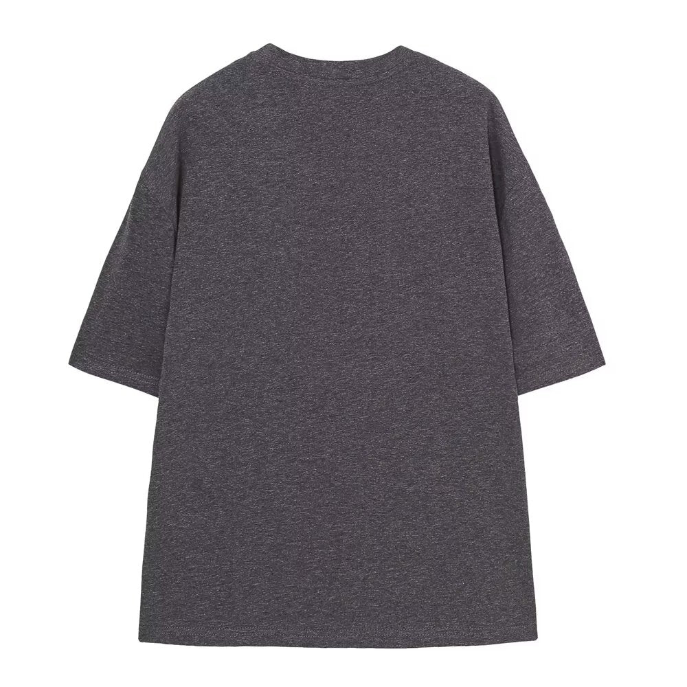 Letter printed T-shirt women's short sleeved O-neck loose T-shirt 2026 summer casual T-shirt