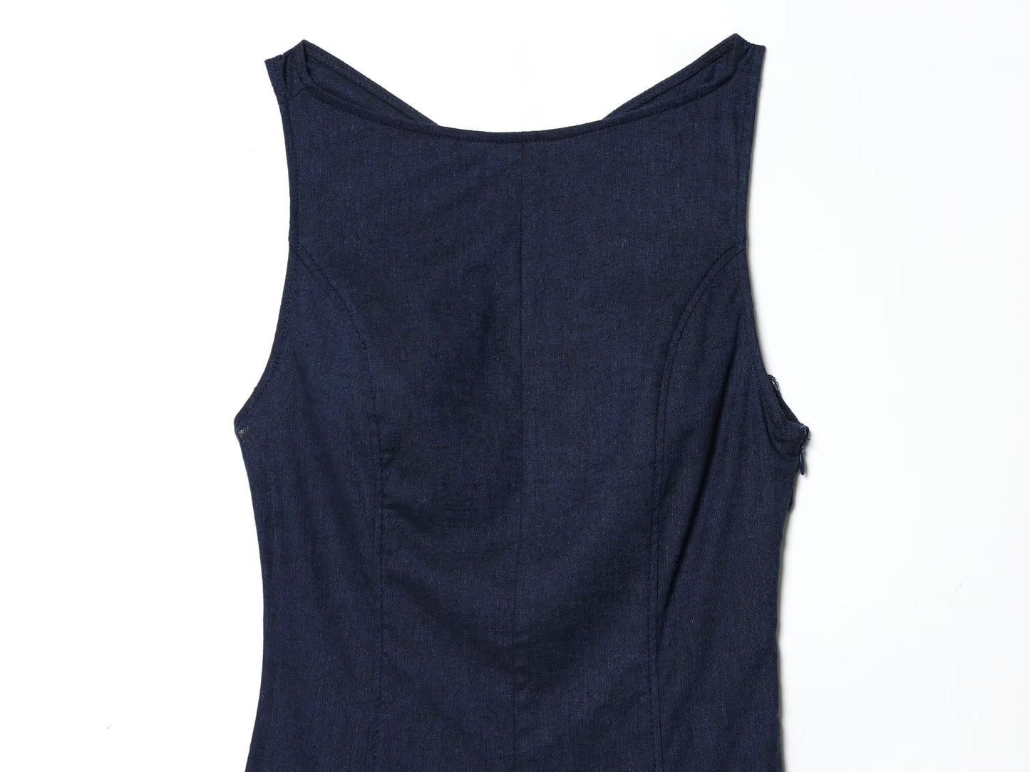 Women's backless linen blended MIDI dress