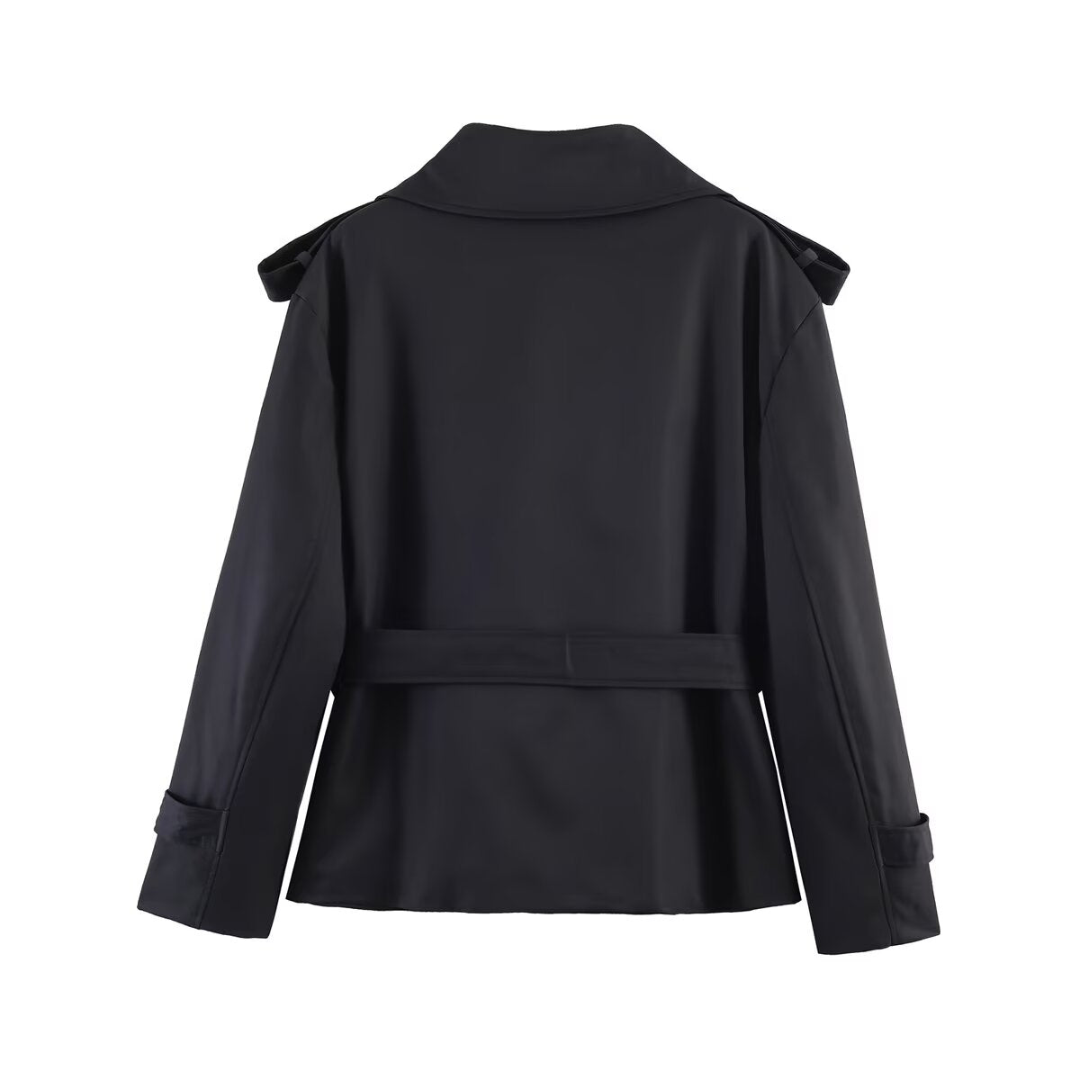 Women's with Belt large lapel windbreaker Coat