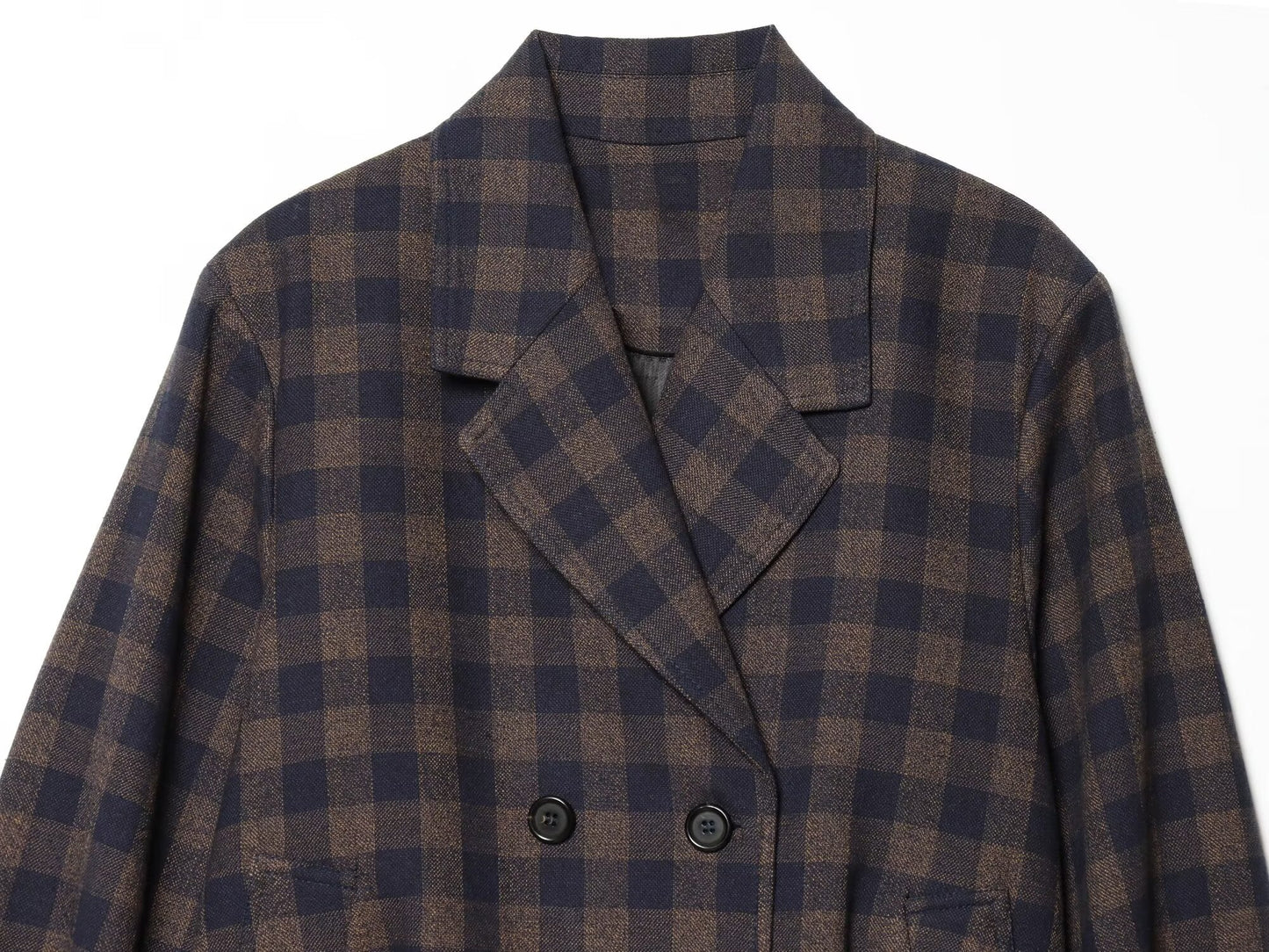 Women's casual double breasted plaid Coat