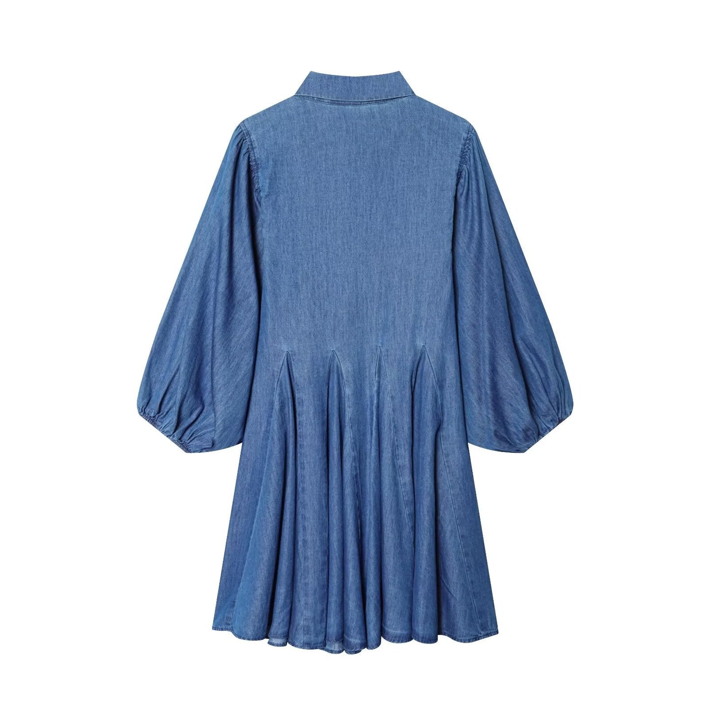 Women's bubble sleeve flared hem dress