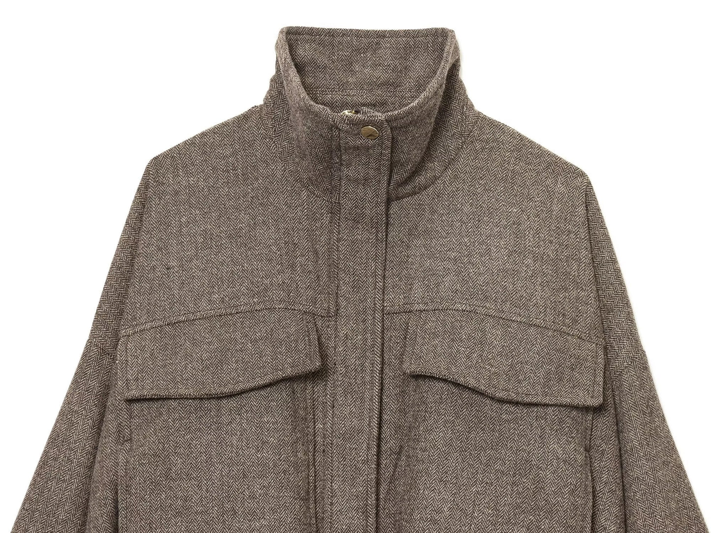 Women's casual stand collar herringbone pattern pilot jacket Coat