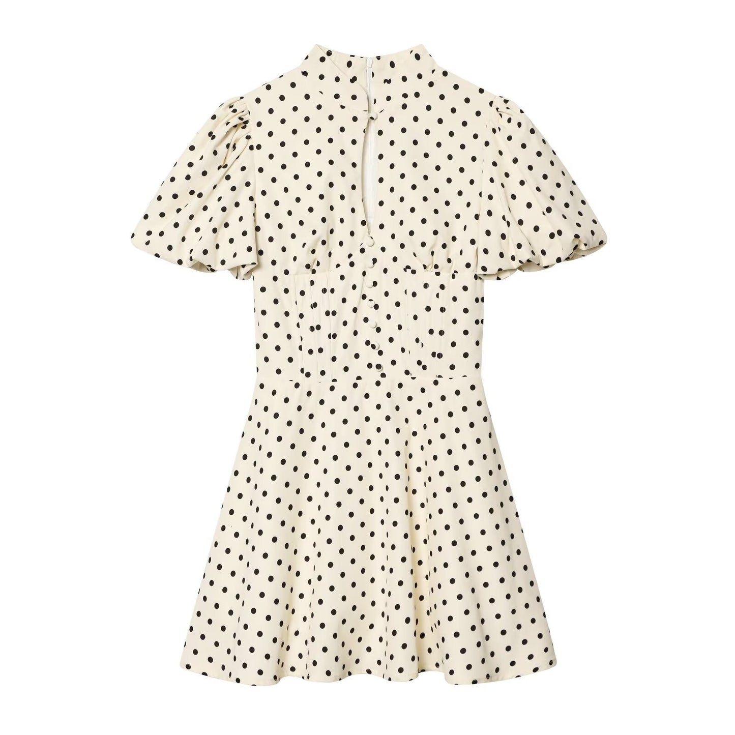 Women's bubble sleeve polka dot dress
