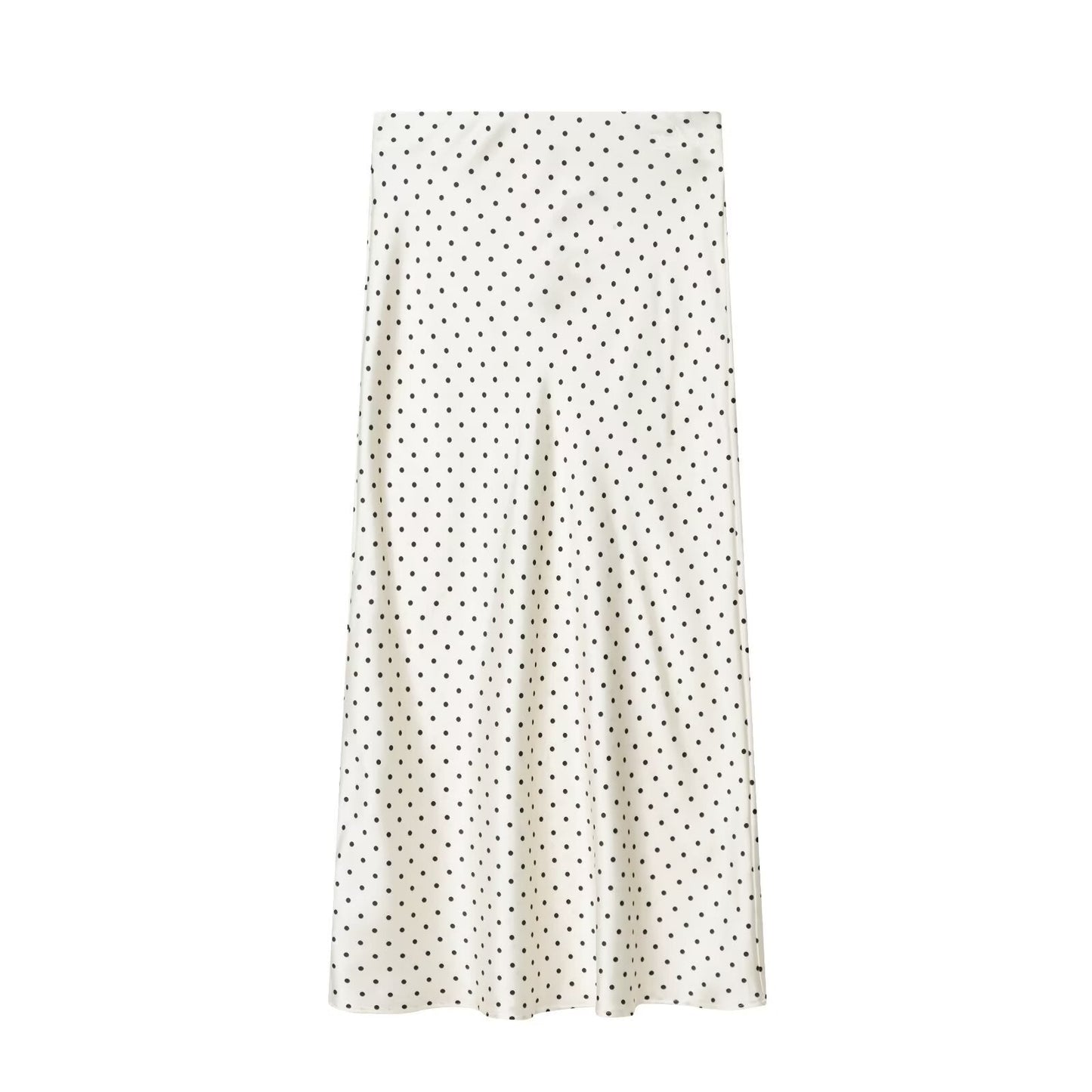 Women's polka dot satin texture MIDI skirt