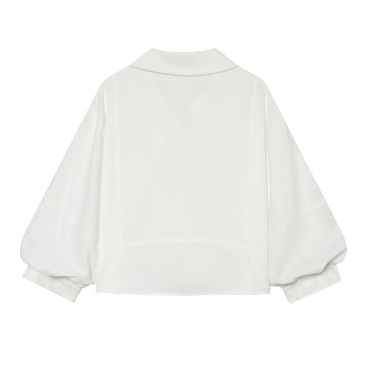 Women's linen blended bubble sleeve shirt