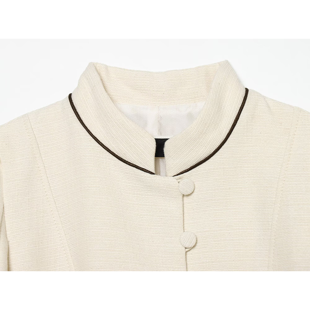 Women's contrasting color trimmed slim Blazer Coat
