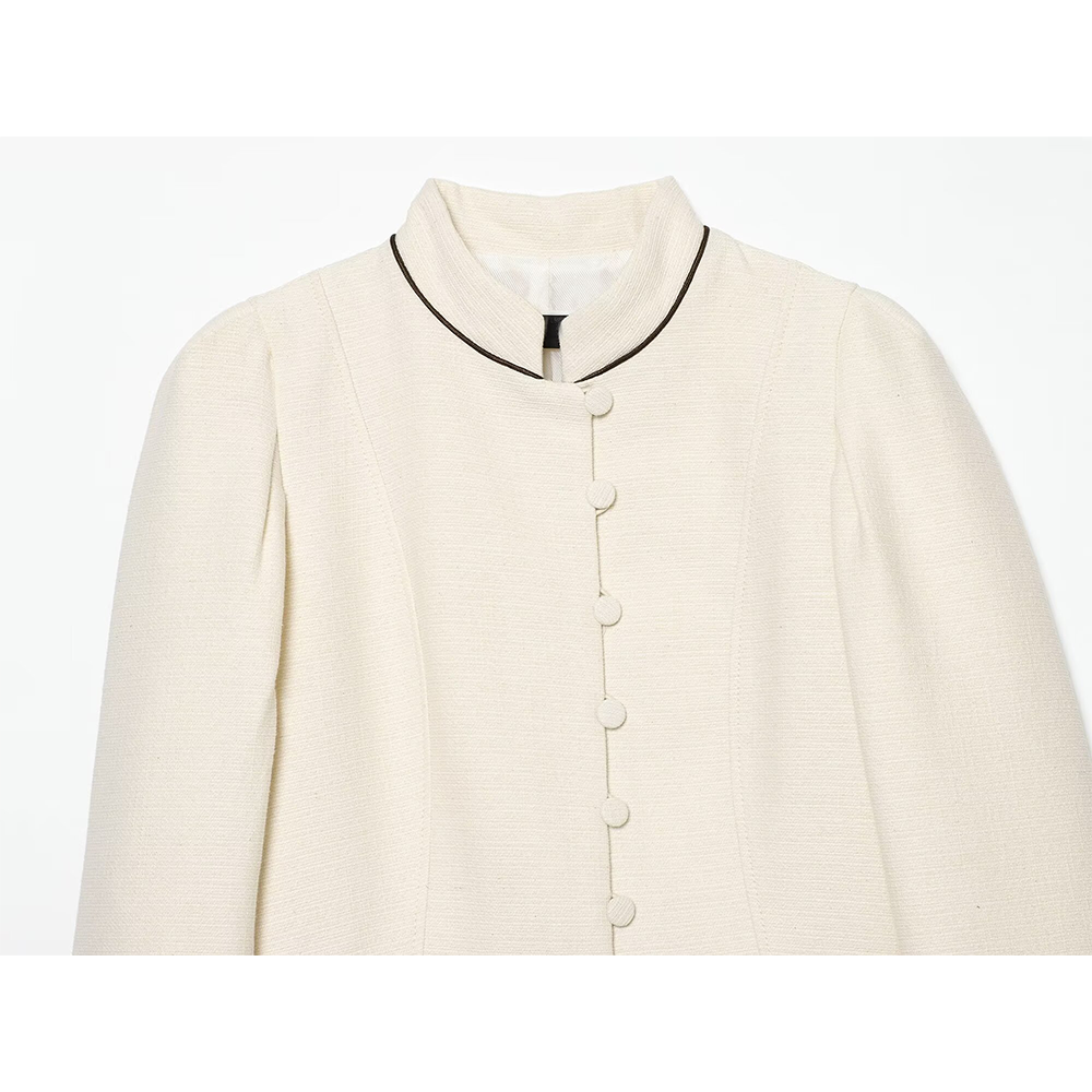 Women's contrasting color trimmed slim Blazer Coat