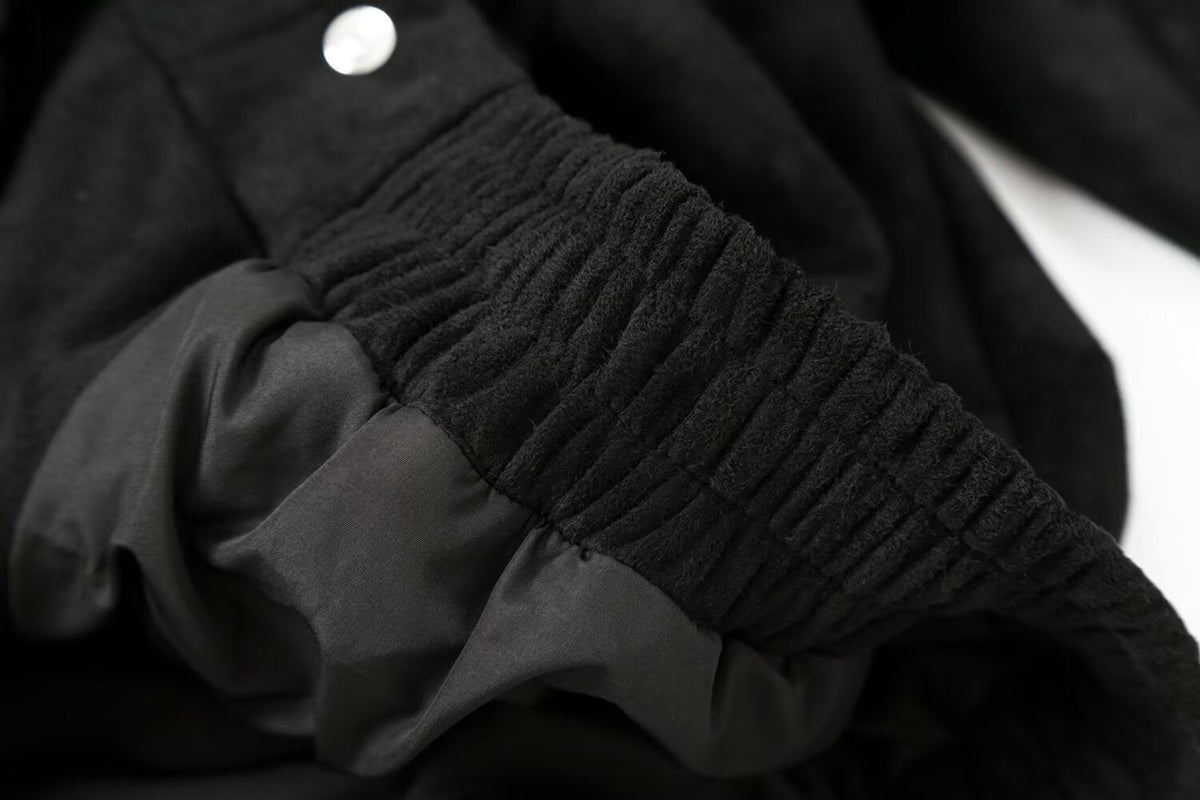 Women's suede textured black pilot jacket Coat